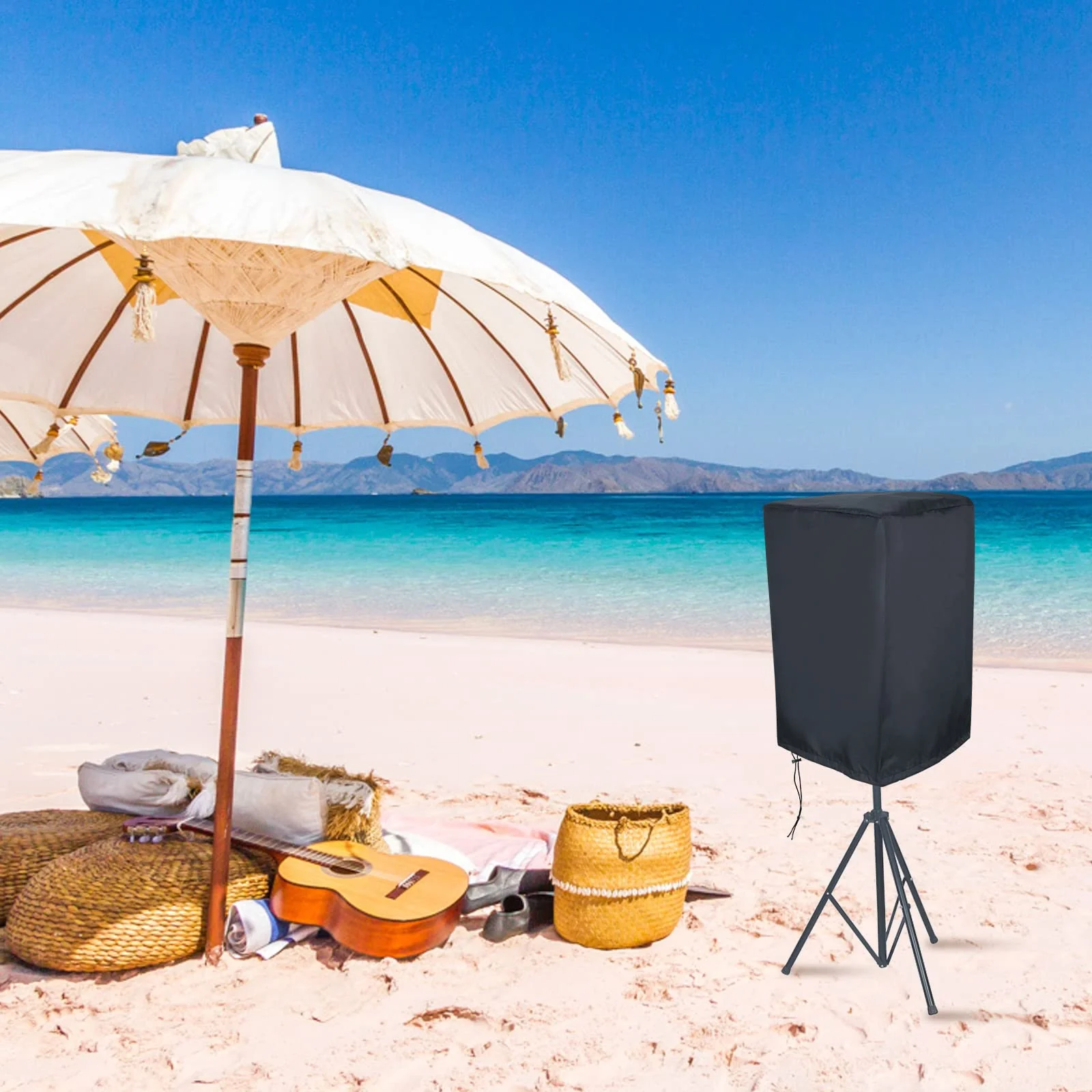 15 Inch Outdoor Powered Speaker Cover, Upright Speaker Cover Cloth Speaker Cover Bag Speaker Protective Cover Sunscreen Waterproof Audio Dust Protection Bag (Black) - Image 5