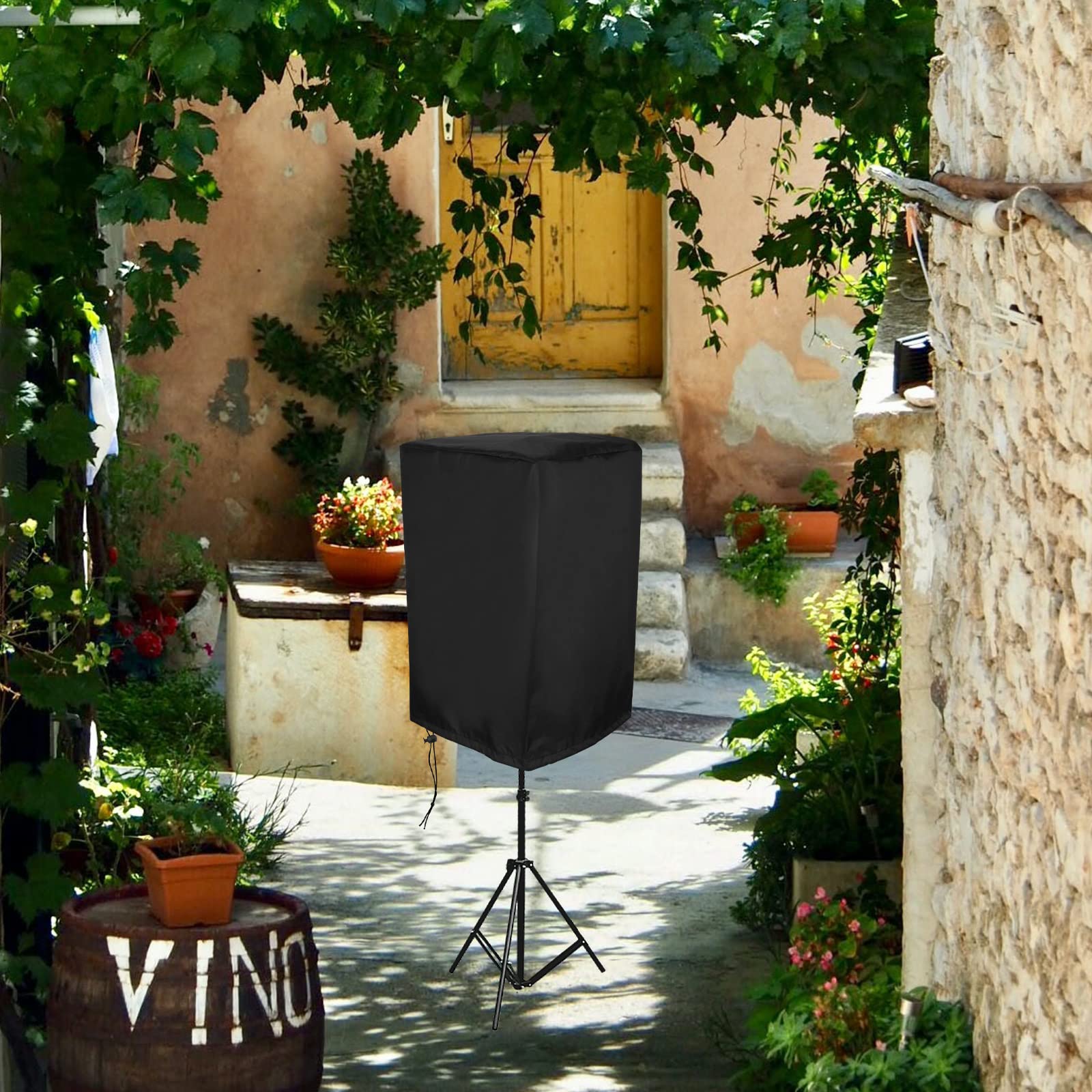 15 Inch Outdoor Powered Speaker Cover, Upright Speaker Cover Cloth Speaker Cover Bag Speaker Protective Cover Sunscreen Waterproof Audio Dust Protection Bag (Black) - Image 6