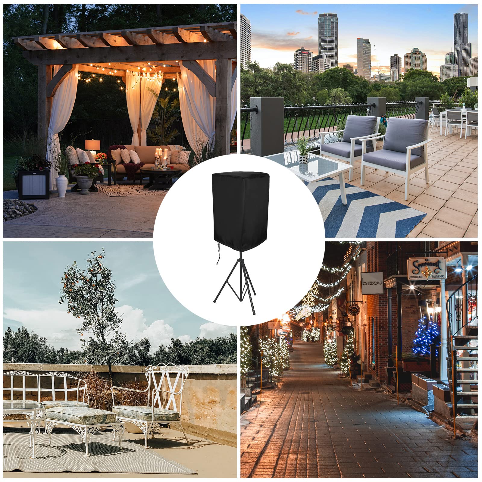 15 Inch Outdoor Powered Speaker Cover, Upright Speaker Cover Cloth Speaker Cover Bag Speaker Protective Cover Sunscreen Waterproof Audio Dust Protection Bag (Black) - Image 7
