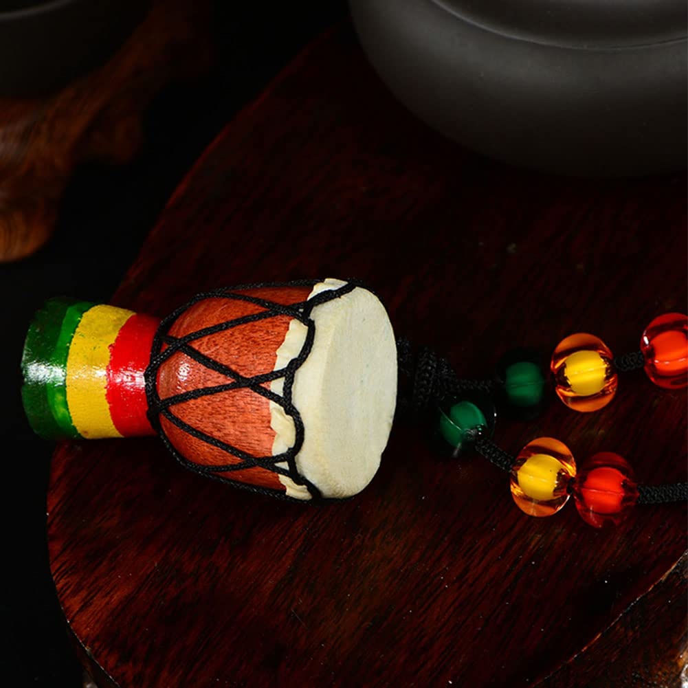 15Pcs Instrument Necklaces Wooden Classic Djembe Drum Mini Pendant African Drum Bongos Percussion Jewelry Necklace Drums for Kids Adults Party Supply School Gift 15 Pcs - Image 4