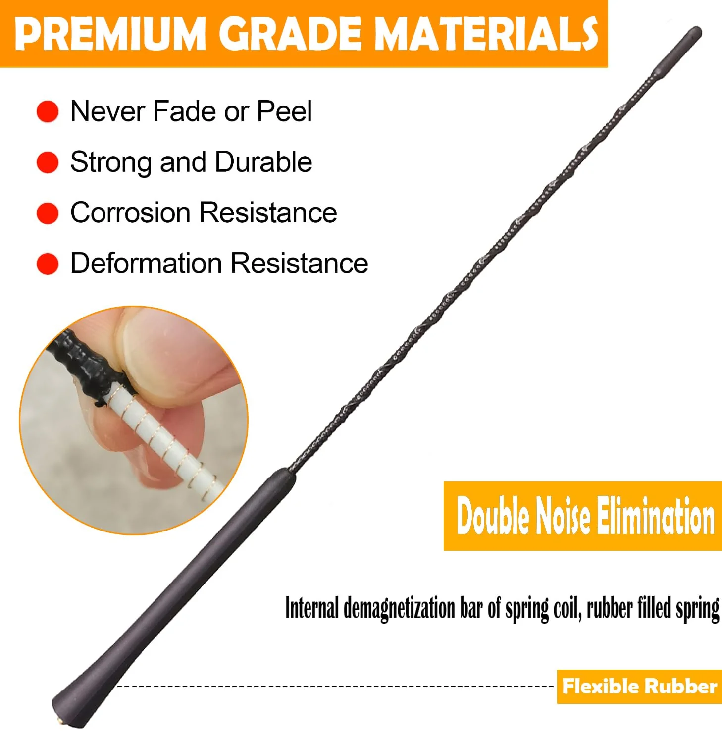 16 Inch Flexible Rubber Antenna Replacement for Volkswagen Tiguan (2009-2011), New Beetle (1999-2010), Jetta (2000-2010), Black - Image 6