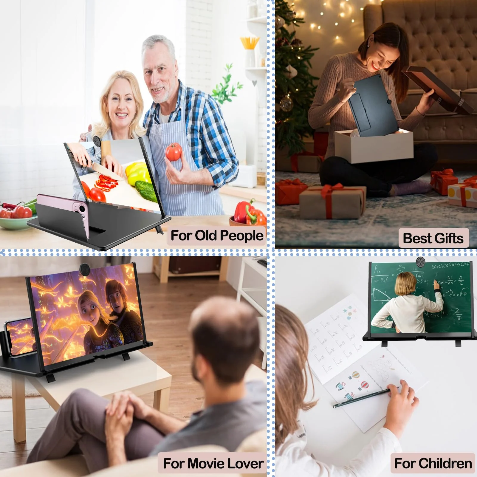 16" Screen Magnifier for Mobile Phone –3D HD Cell Phone Magnifying Projector Screen Enlarger for Movies, Videos, and Gaming–Foldable Phone Stand with Screen Amplifier–Supports All Smartphones (Black) Black - Image 6