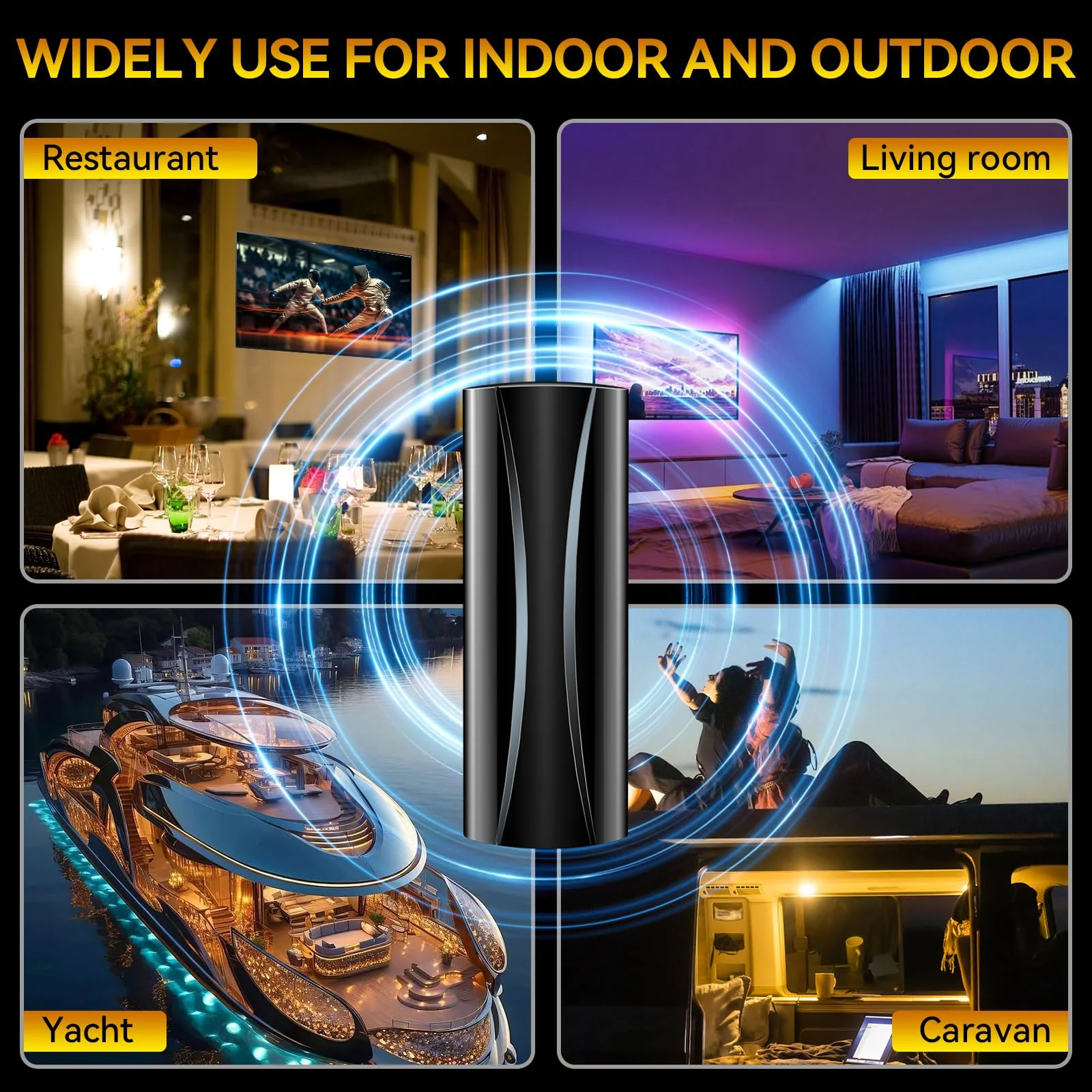 1600+ Miles Range TV Antenna, 2025 Strongest Digital TV Antenna Indoor with Amplifier and Signal Booster, Portable HD Antenna for TV Indoor for Smart TV and Old TVs-36ft Coax Cable-Support 8K 4K 1080p Black - Image 8