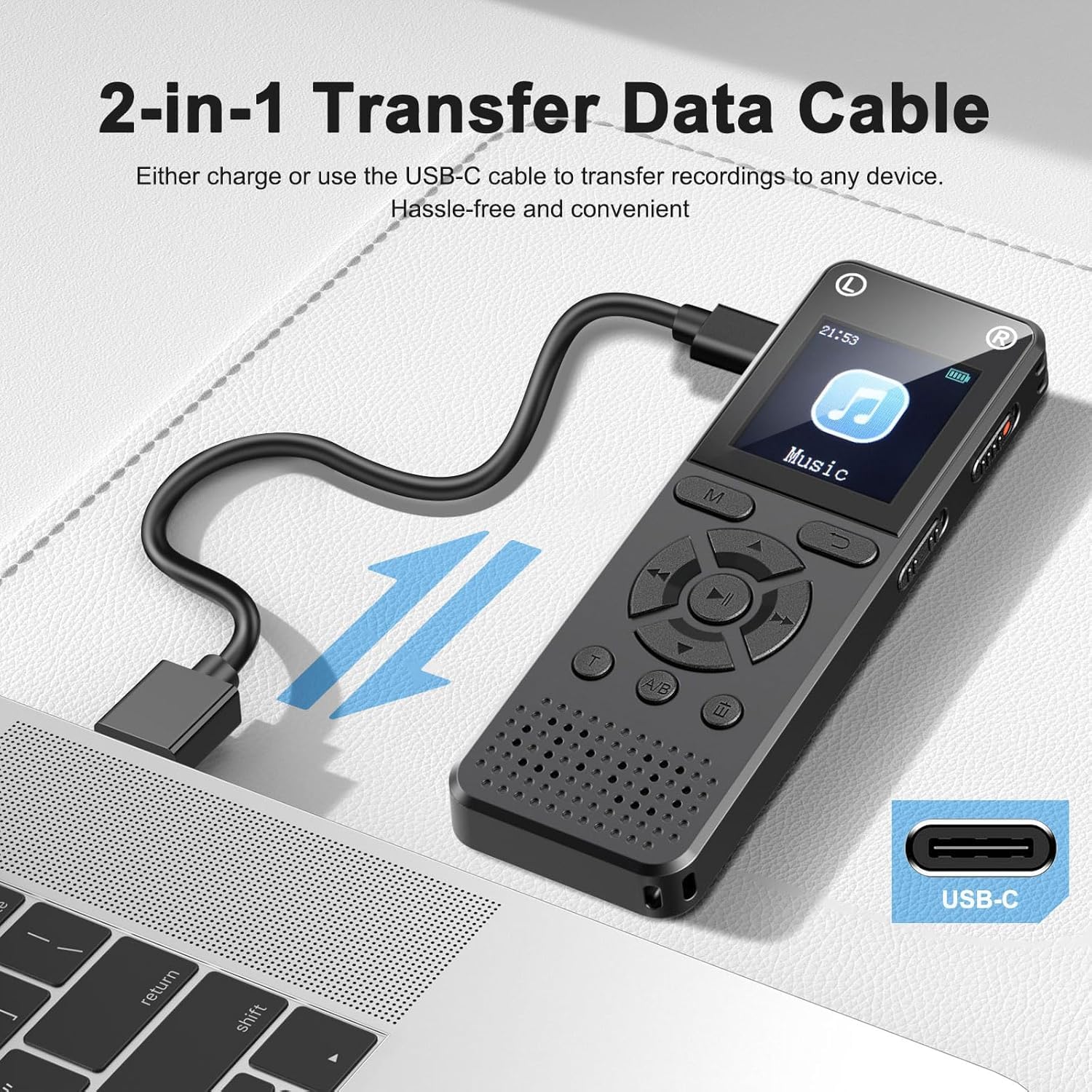 160GB Digital Voice Recorder, Portable Audio Recorder with Built-in Speaker, Voice Activated, WAV, A/B Repeat & Password Protection – Ideal for Meetings, Lectures & Interviews - Image 6