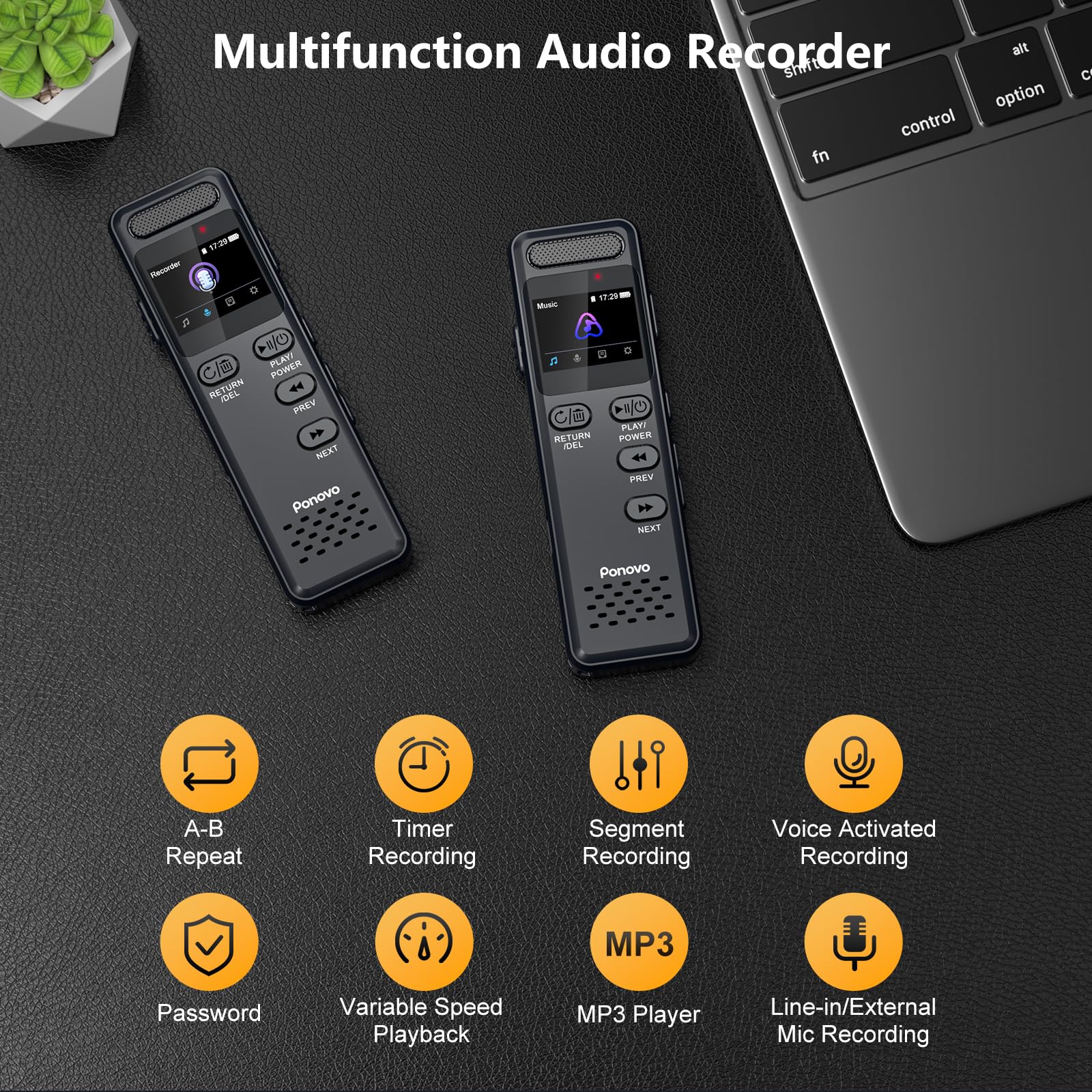 160GB Digital Voice Recorder with Playback, 1100mAh Audio Recording Device for Lecture Interviews, 1536Kbps Voice Activated Recorder with Noise Reduction, Password, External Microphone 160GB - Image 9