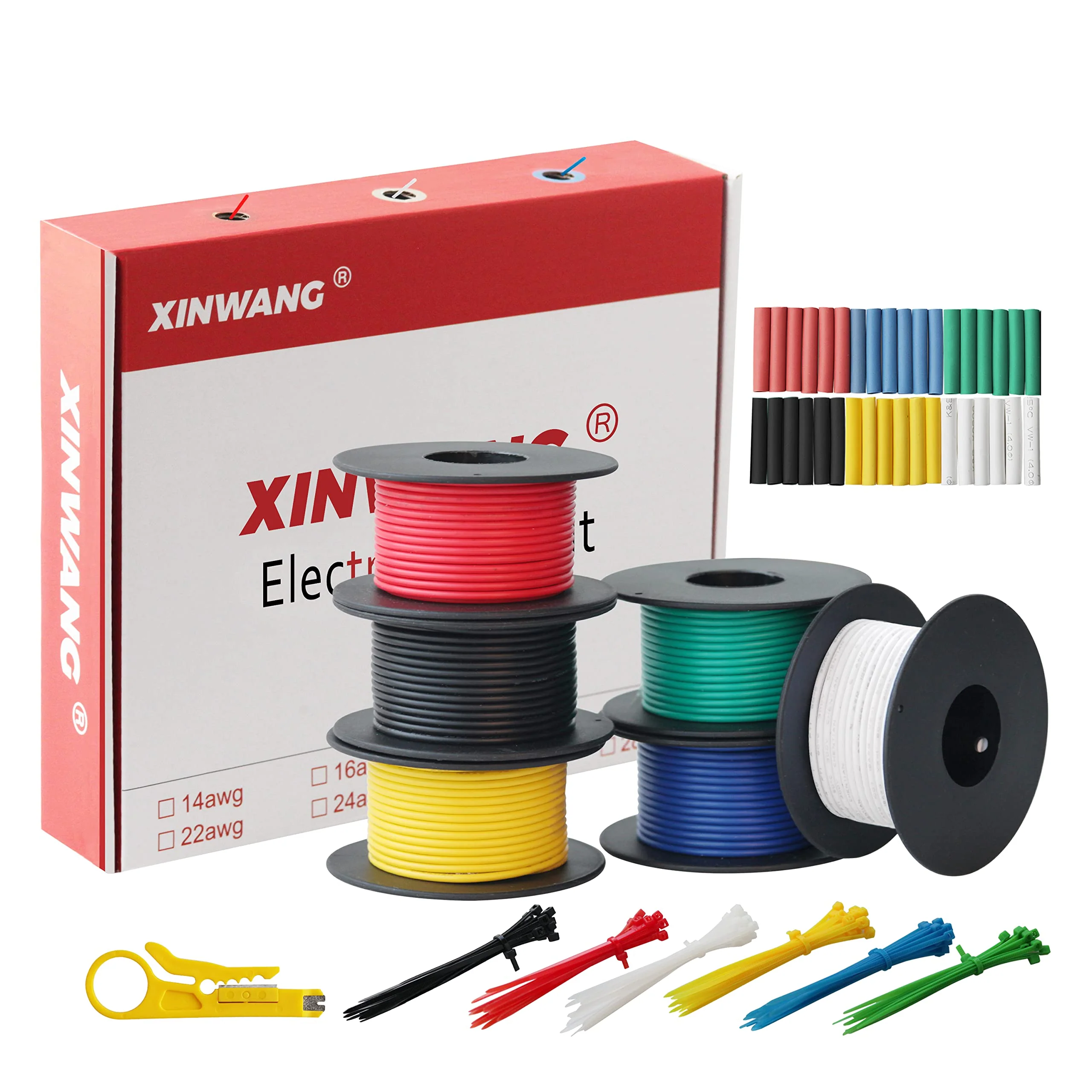 18 Gauge Electrical Wire,18 awg Silicone Wire-XINWANG 18 Gauge Stranded Tinned Copper Wire with Silicone Insulation(OD: 2.3 mm) 6 Colors,16.5ft Each, Hook Up Wire Kit 18AWG16.5FT-Silicone - Image 2