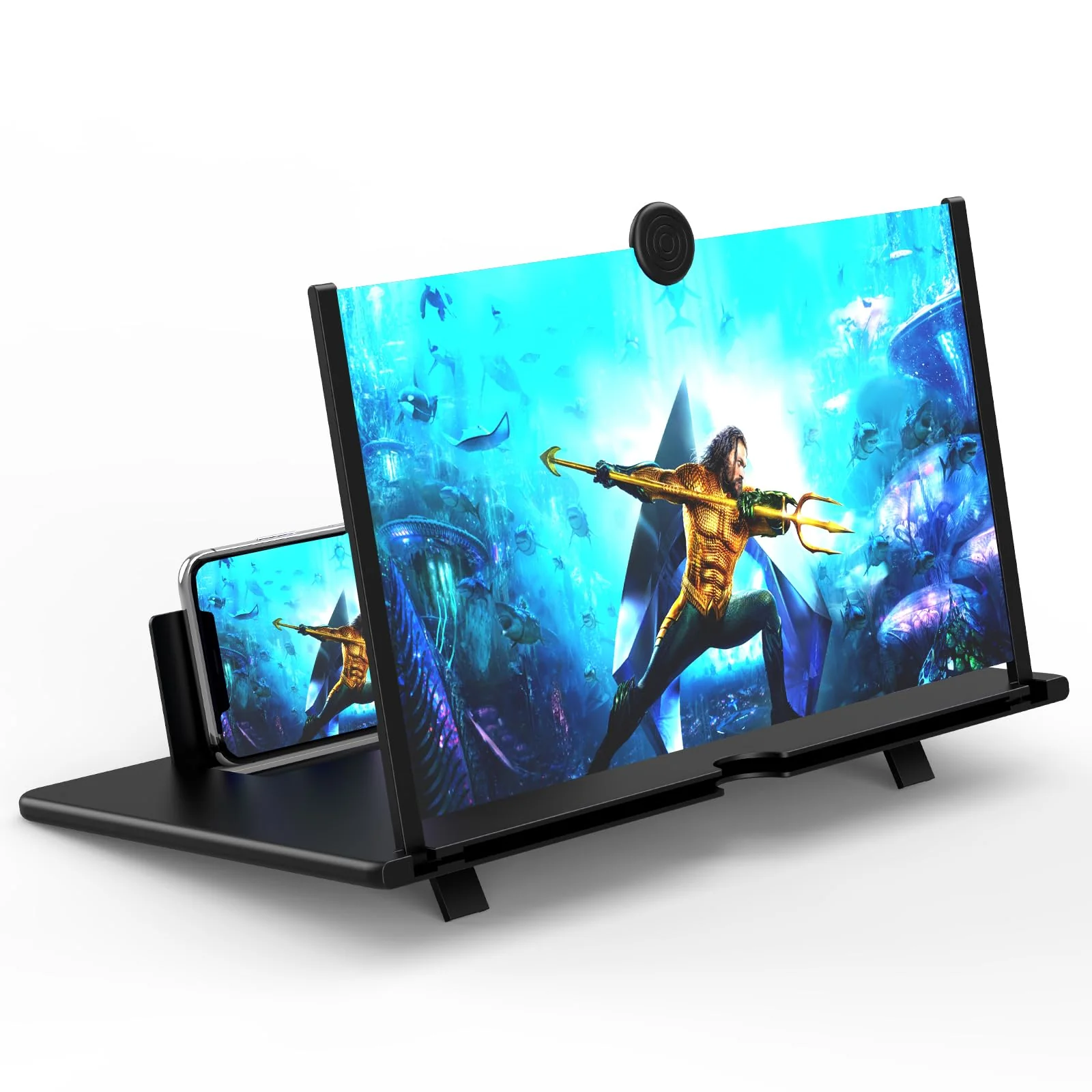 18" Screen Magnifier for Cell Phone - 3D HD Magnifying Projector Screen Enlarger Expanders for Movies, Videos and Gaming – Foldable Phone Stand with Screen Amplifier–Compatible with All Smartphones Black-18inch