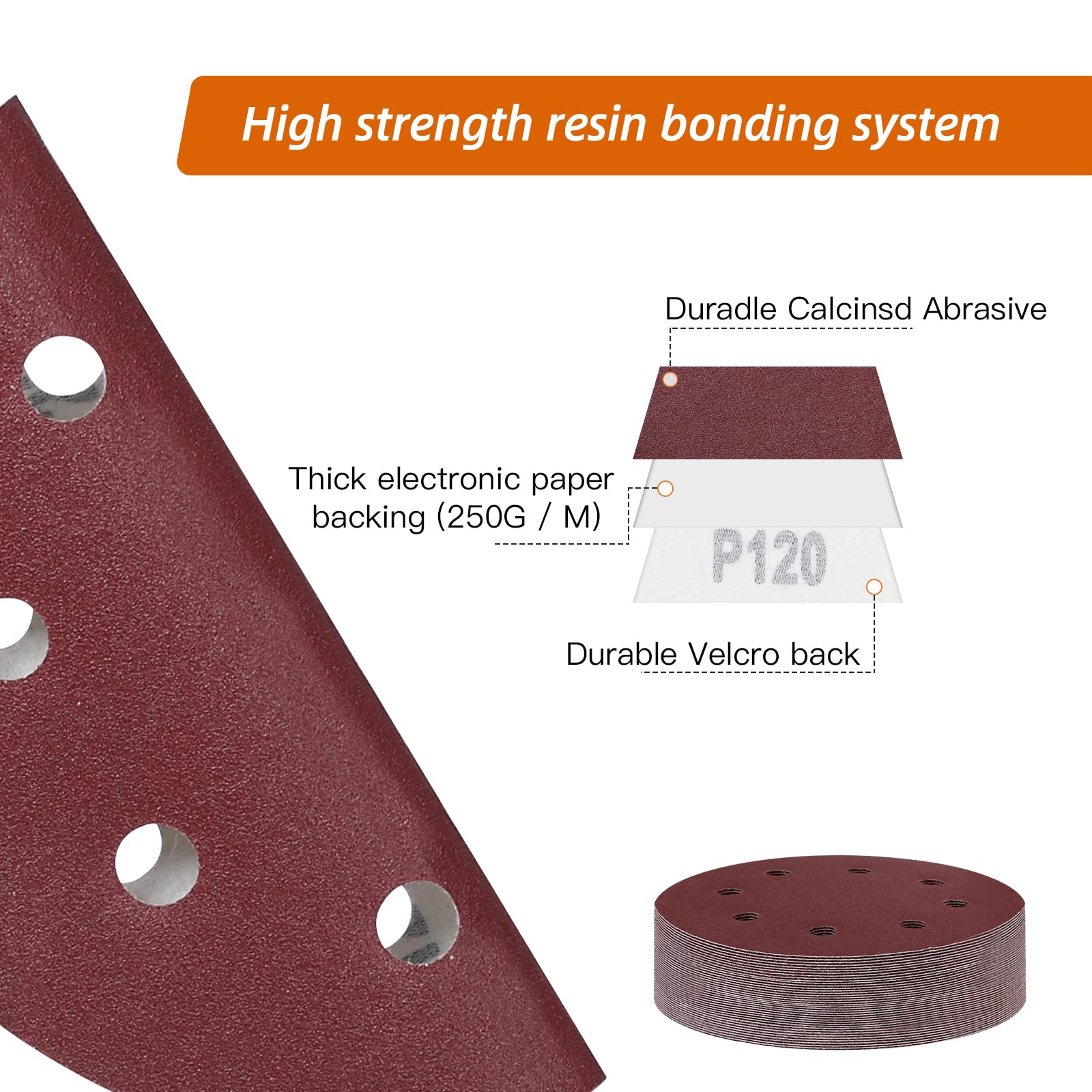180 mm Sanding Discs Grit 120, Pack of 40 Sandpaper 180 mm Velcro Sanding Sheets for Wall Ceiling Sander 120 grit - Image 3