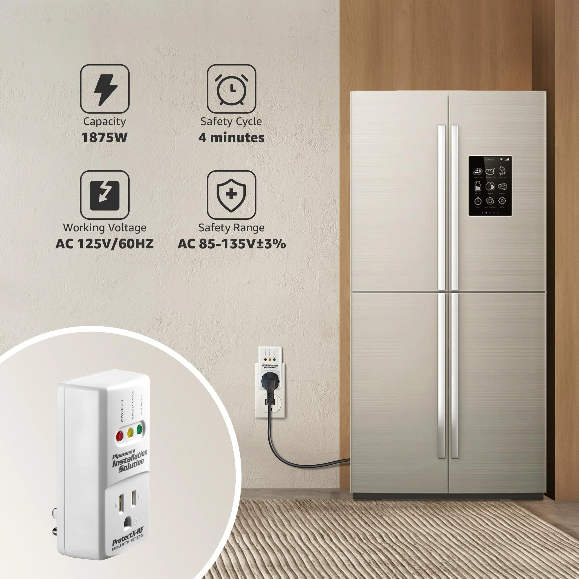 1875 Watts Refrigerator Voltage Protector Brownout Surge Appliance (New Model) - Image 2
