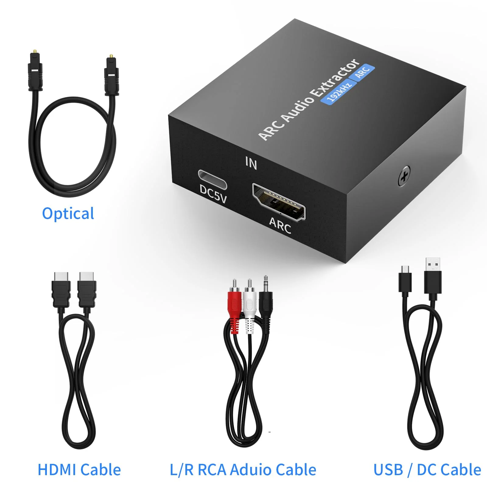 192KHz ARC Audio Extractor, HDMI ARC to Optical Converter, ARC to Optical/Toslink+3.5mm AUX Output, ARC to RCA Audio Converter for TV Amplifier Speaker/Soundbar/Headset - Image 8