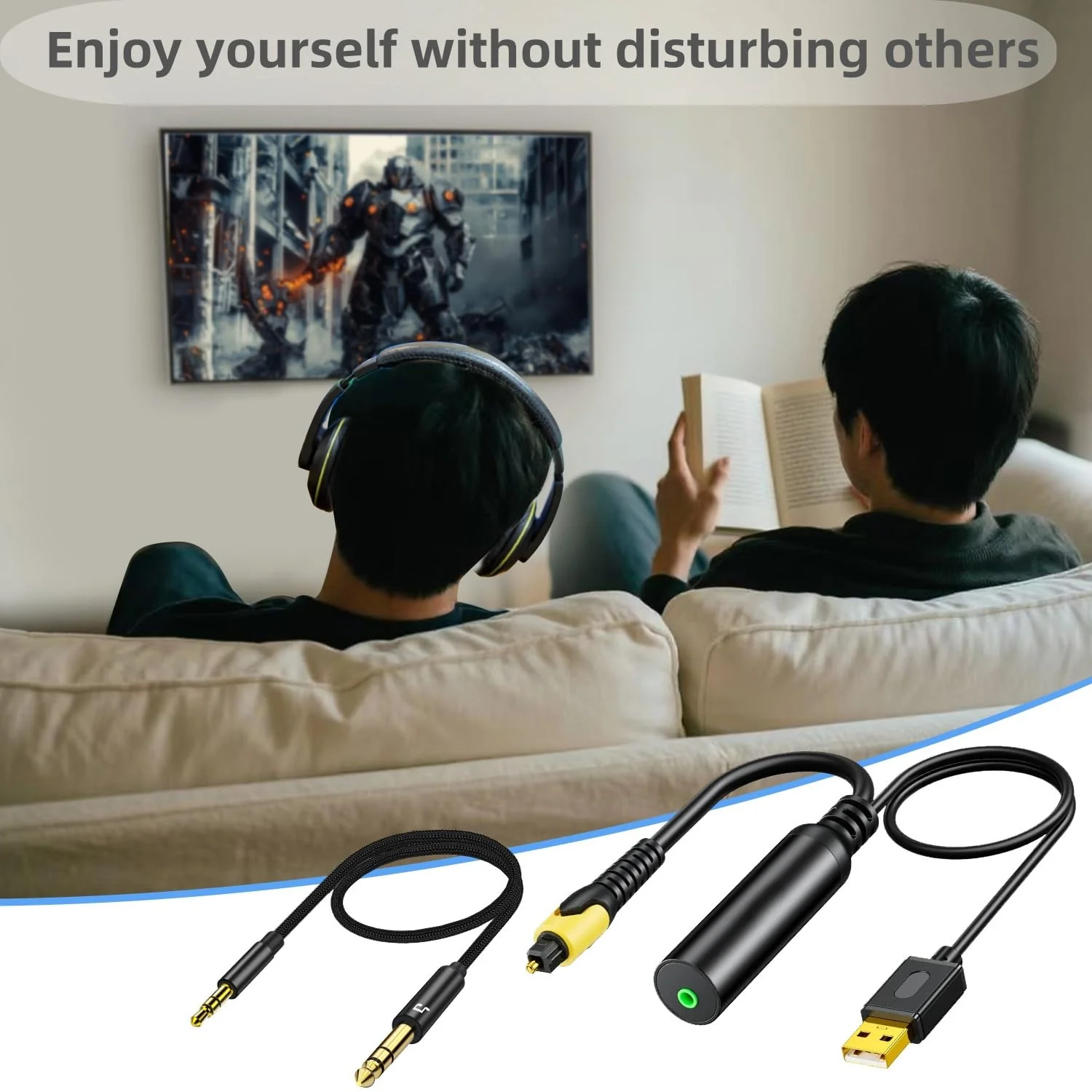192KHz DAC Optical to 6.35mm TRS Stereo Converter,Optical Audio Cable to 1/4" AUX Cable Adapter,Digital to Analog Audio Converter for HDTV DVD Set-top Boxes(O-ptical to 1/4") Aux Cable - 3FT - Image 6