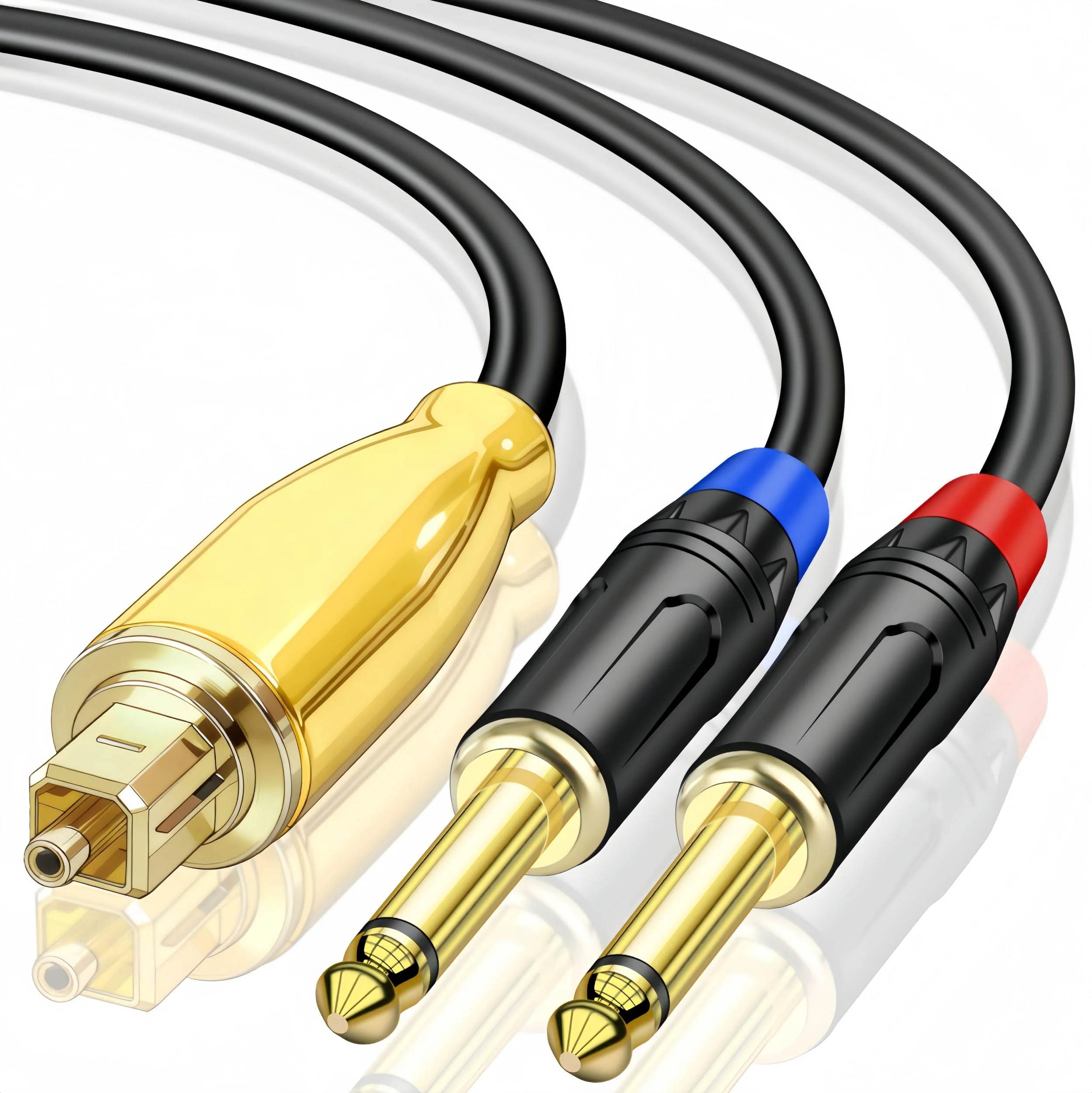 192KHz DAC Optical to Dual 1/4" TS Converter,Optical Audio Cable to Dual 6.35mm AUX Converter for HDTV DVD Set-top Boxes Out to Speaker Audio Mixer(Unidirectional O-ptical to 6.35mm) 3.3FT