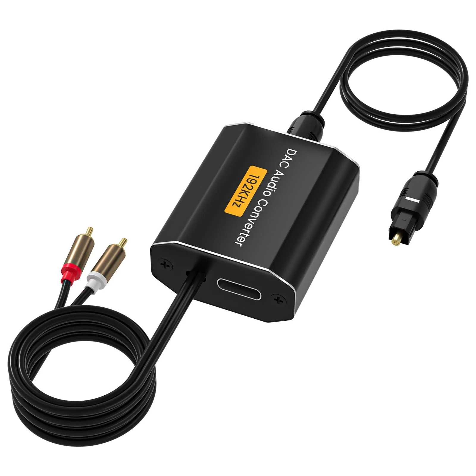 192kHz Optical to RCA Adapter DAC Digital to Analog Audio Converter with Optical Cable to RCA L/R Audio Adapter for HDTV, DVD, Blu-Ray Players and Game Consoles(RCA Male)