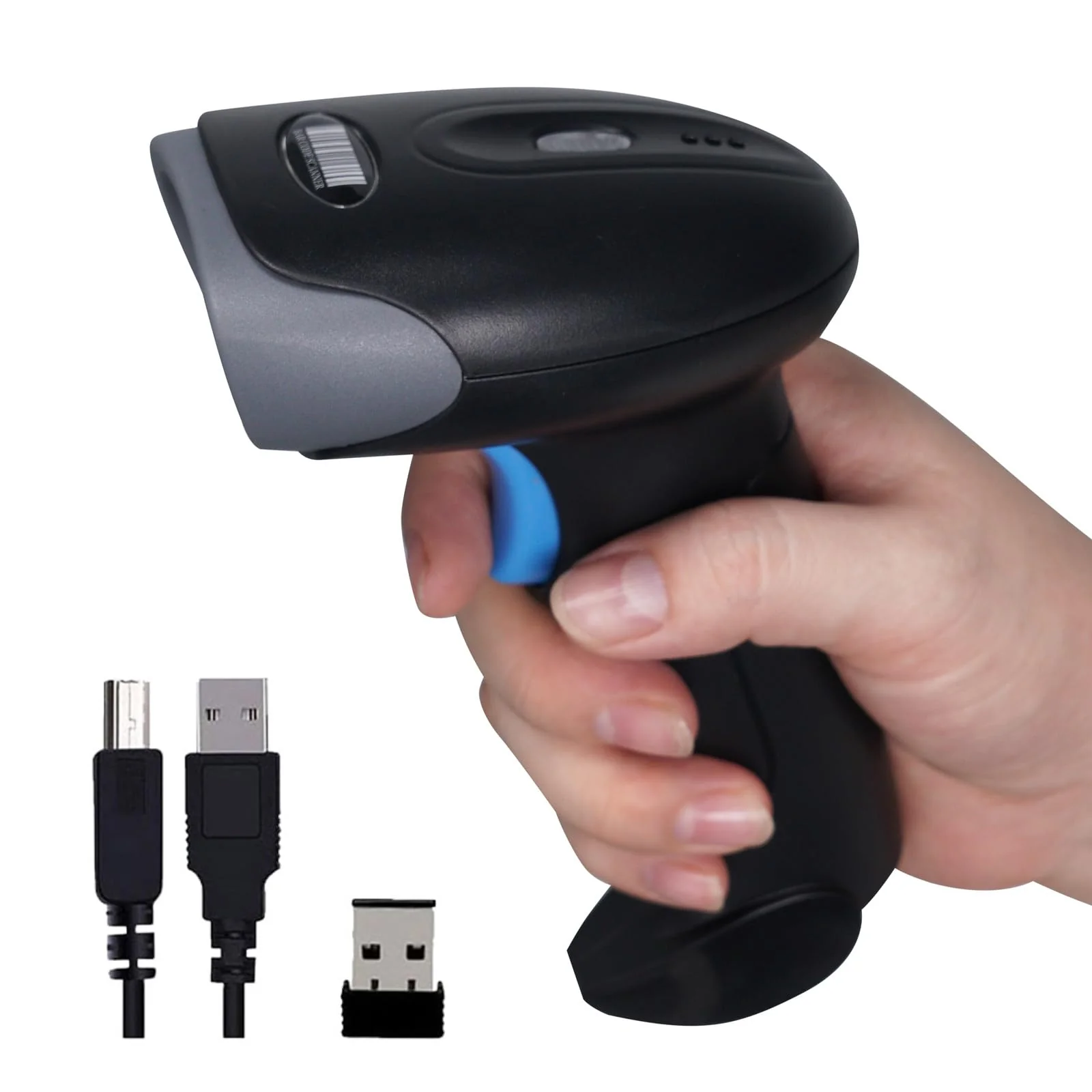 1D 2D QR Barcode Scanner Wireless, Handheld Cordless Bar Codes Reader with 2000mAh Battery for Mobile Payment, Convenience Store, Supermarket, Warehouse Inventory U27-W Wireless