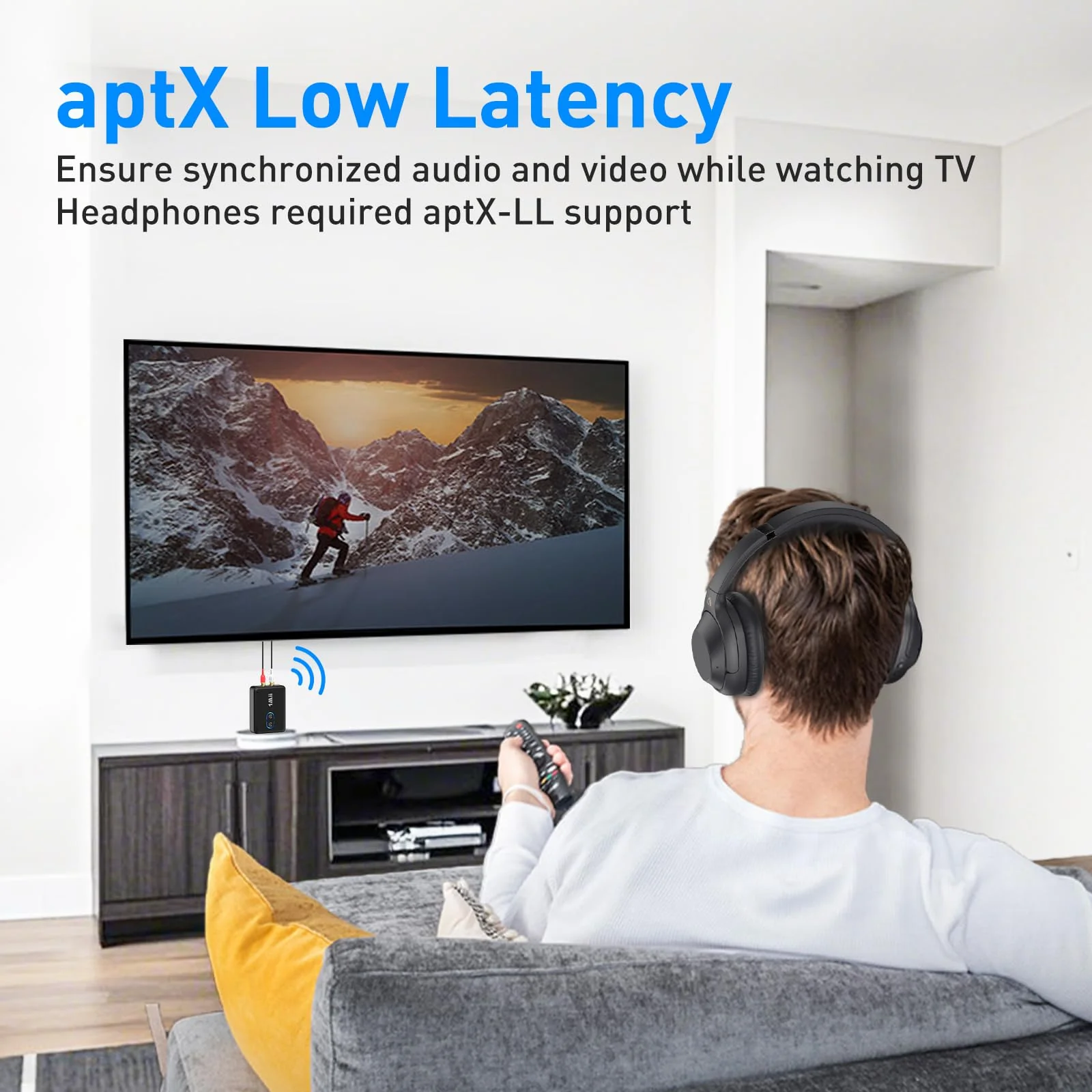 1Mii RCA Bluetooth 5.3 Adapter for TV, 3.5mm AUX Bluetooth Transmitter Receiver for 2 AirPods or Headphones, Home Stereo, Speakers, Projector, Treadmills, PC, with Volume Control, aptX Low Latency - Image 3
