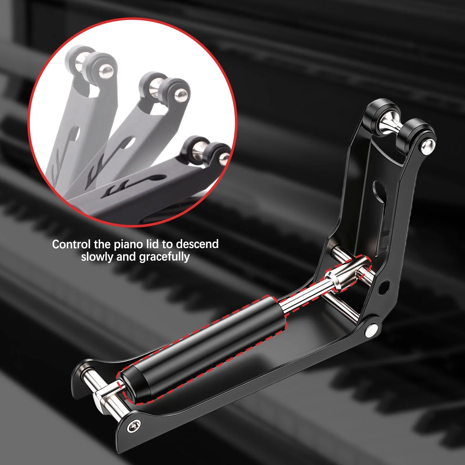 1pcs Piano Slow Close Device – Hydraulic Fallboard Decelerator for Upright Pianos Key Cover Soft Close Lid Protector with Dual Silent Wheels, Anti-Pinch, Durable Aluminum Alloy - Image 4