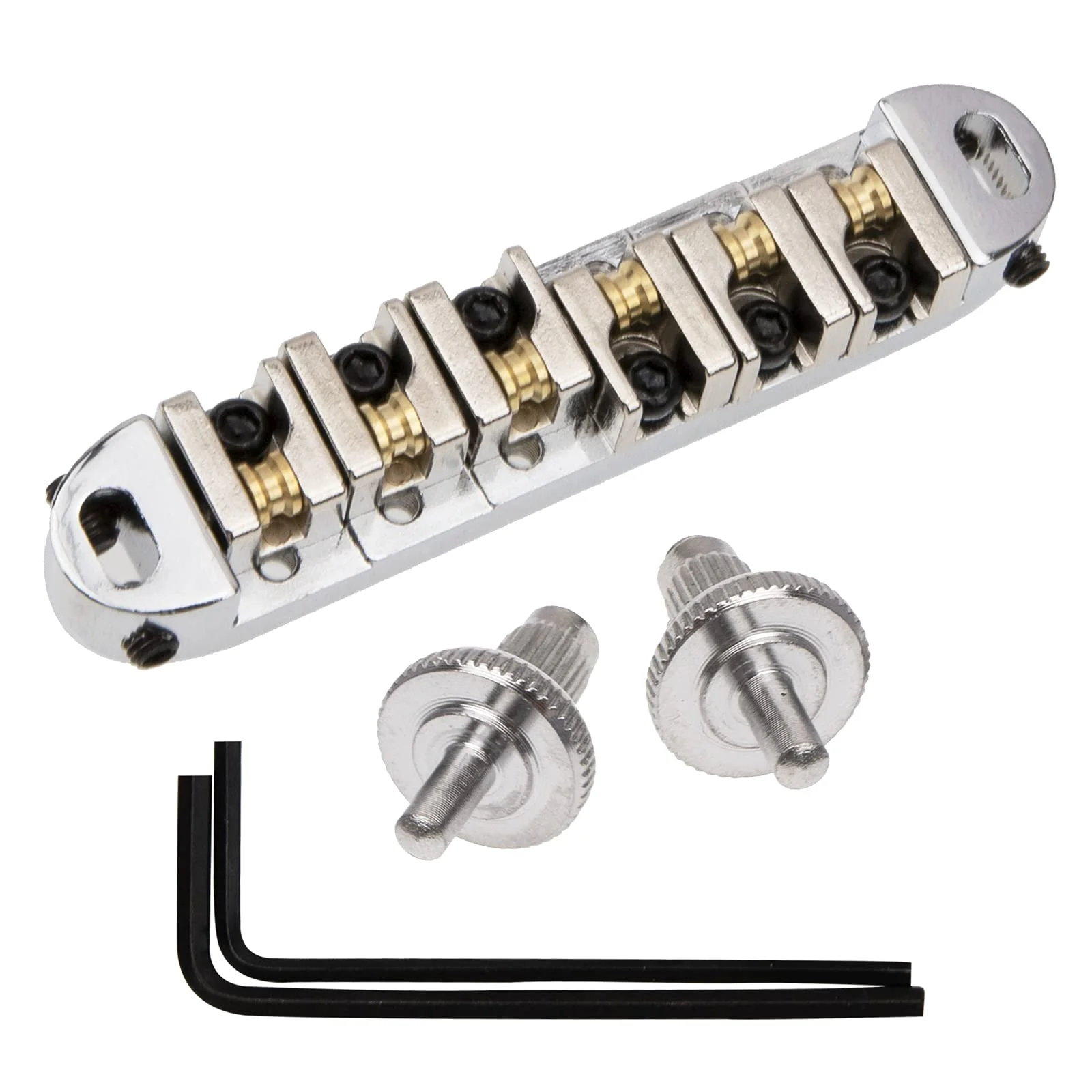 1Sets Yootones Guitar Bridges, Electric Guitar Bridge Roller Les Paul Compatible with SG Electric Guitar Saddle Replacement Parts & Accessories (Silver) Silver - Image 2