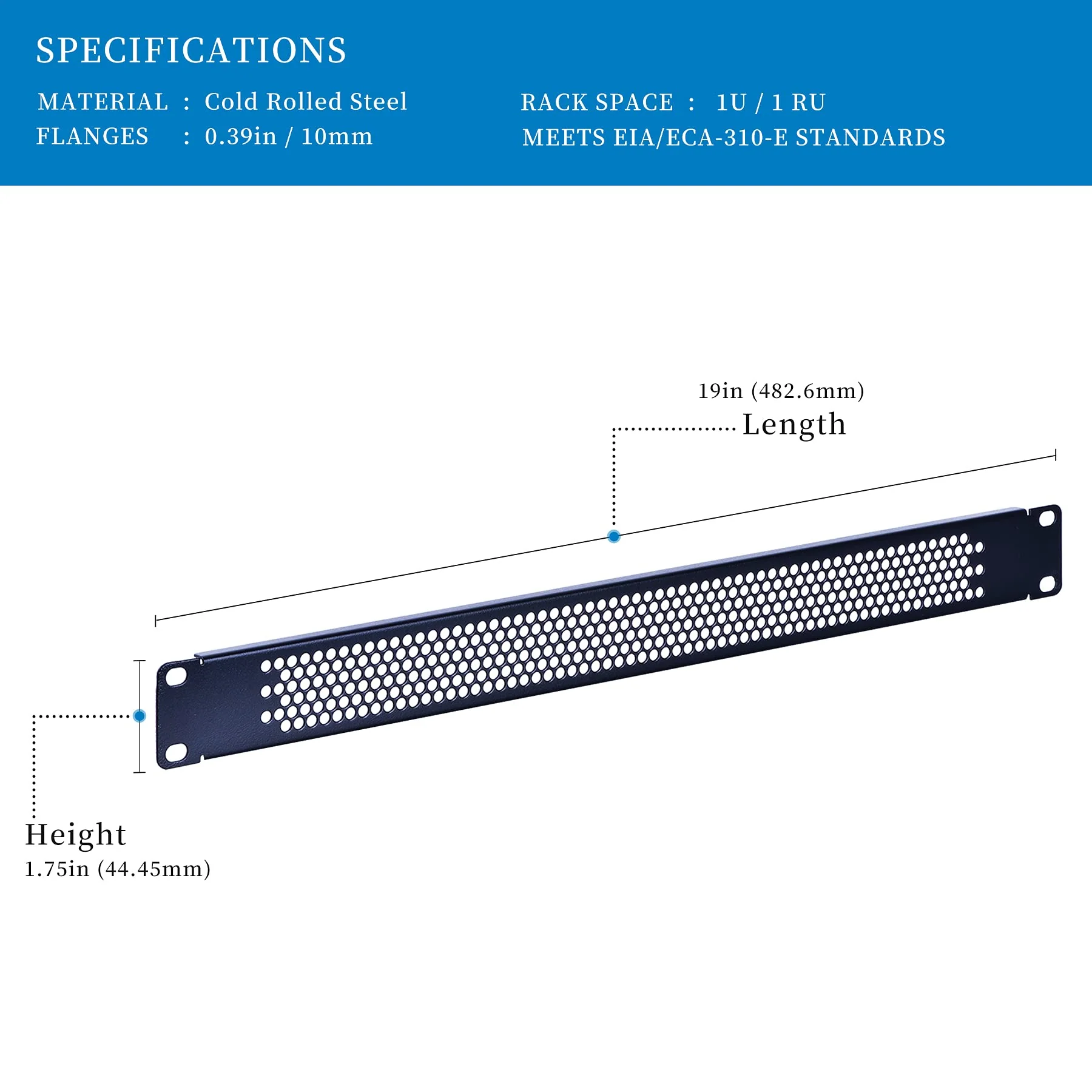 1U Blank Rack Mount Panel Spacer with Venting for 19in Server Rack Enclosure or Network Cabinet – 2 Pack, Black 1U - Image 2