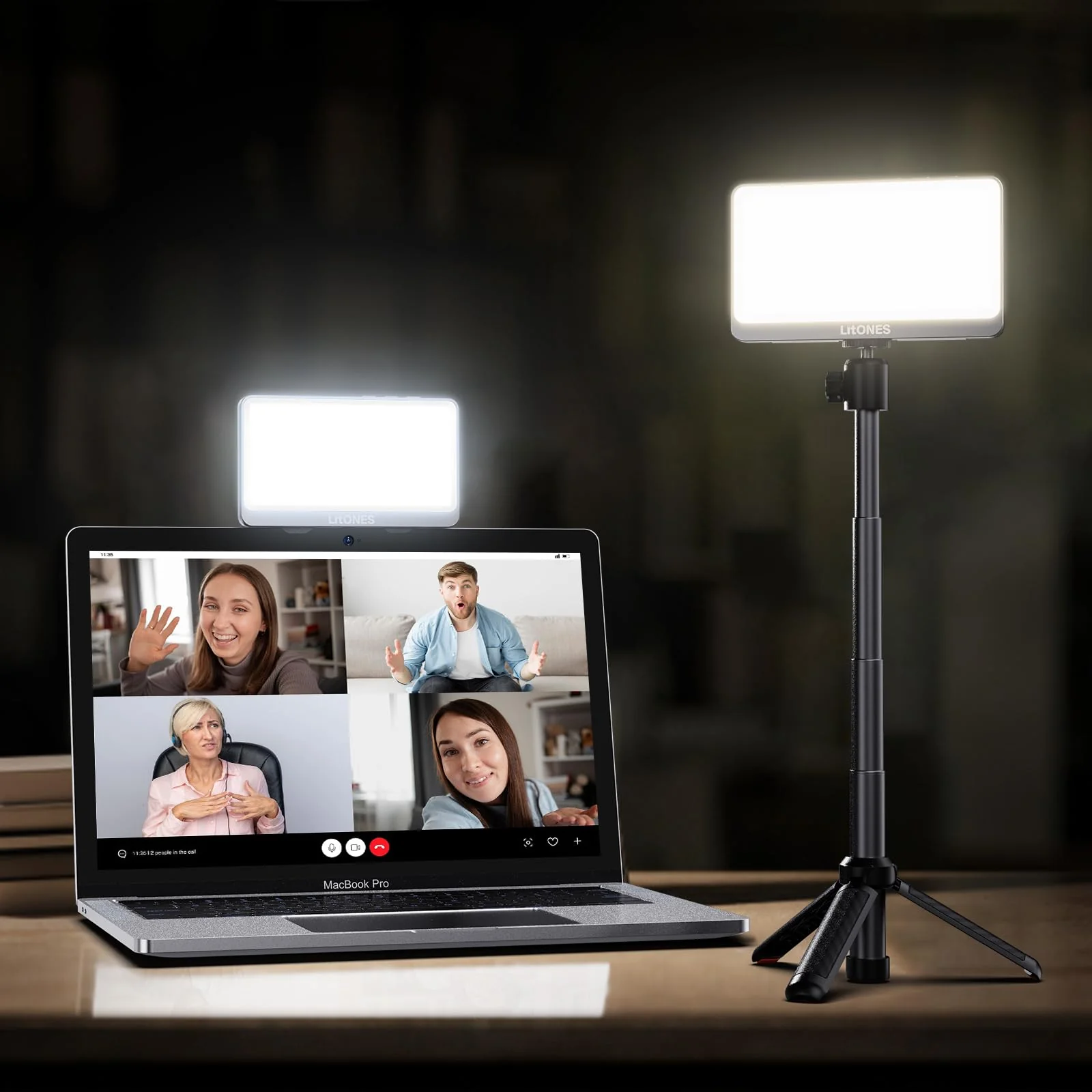 1Unit LitONES Zoom Lighting for Computer, 30 Light Modes, Portable Video Conference Lighting for Laptop, Ring Light for Desk, Zoom Call, Video Call, Video Conferencing, Remote Working Space Gray 1Unit