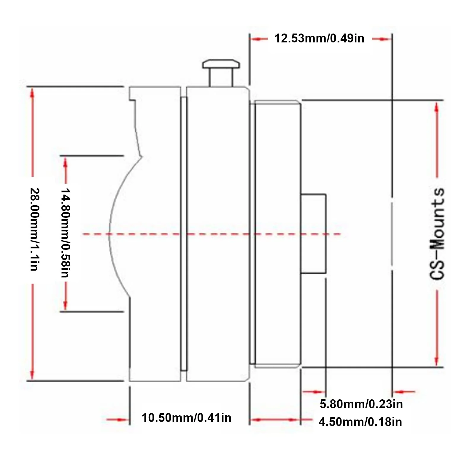 2.1mm 3MP CS Mount Lens, Wide Angle CCTV Camera Lens Aluminum Alloy for Home Security Cameras, Approx. 28.0x10.50mm Default - Image 4
