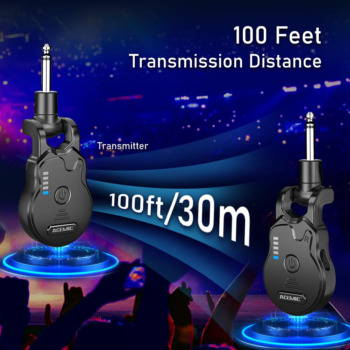 2.4GHz Wireless Guitar System Rechargeable 4 Channels Audio Wireless Guitar Transmitter Receiver for Guitar Bass Electric Instruments, G1 - Image 4