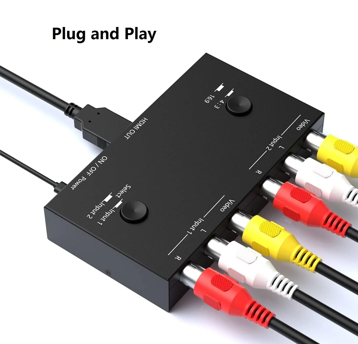 2 AV to HDMI, 1080P/720P TV 2 Way RCA Composite CVBS AV Switch to HDMI Video Audio Converter Adapter Support 4:3/16:9 Switching, for Sega Xbox PS2 PS3 N64 NGC SNES WII VHS VCR Camera DVD 2 RCA Converter - Image 5