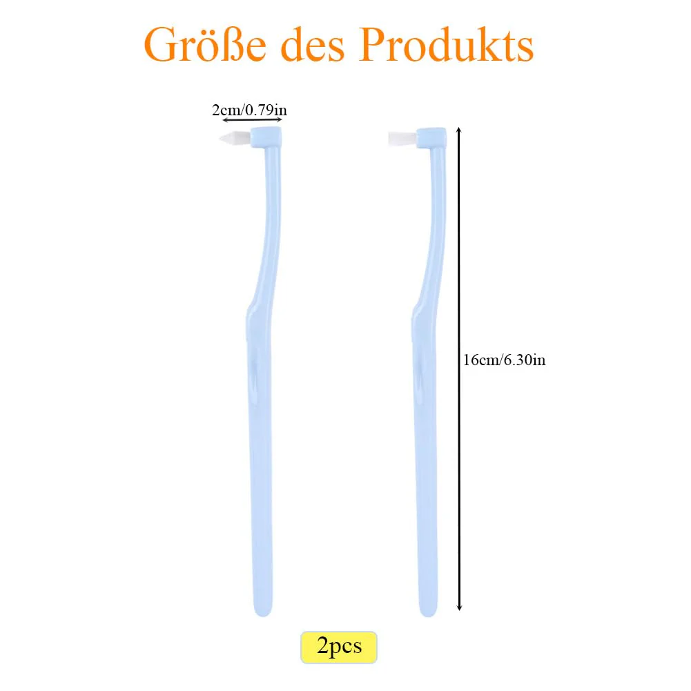 2 Büschelzahnbürsten, Büschelzahnbürste Brush, 1 Flache Büschelzahnbürste, 1 Spitze Büschelzahnbürste, Interdentalbürste Für Kieferorthopädische Zahnspangen Und Brückenreinigung (Blau, 16cm*2cm) Blau (Farbe) - Image 2