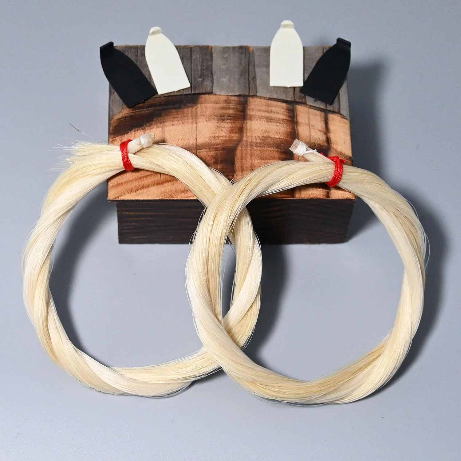 2 Hanks Cello Bow Hair Replacement 29 Inches Natural Mongolian Horse Hair for 4/4 Cello Bow Rehair Tools Accessories Sets