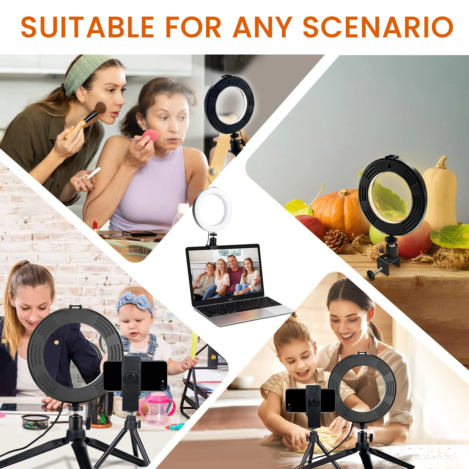 2 in 1 LED 6" Ring Light with Tripod Stand & Clamp for YouTube Video and Makeup, Mini LED Camera Light with Cell Phone Holder Desktop LED Lamp with 3 Light Modes & 11 Brightness Level 6‘’ with Tripod & Clamp - Image 4