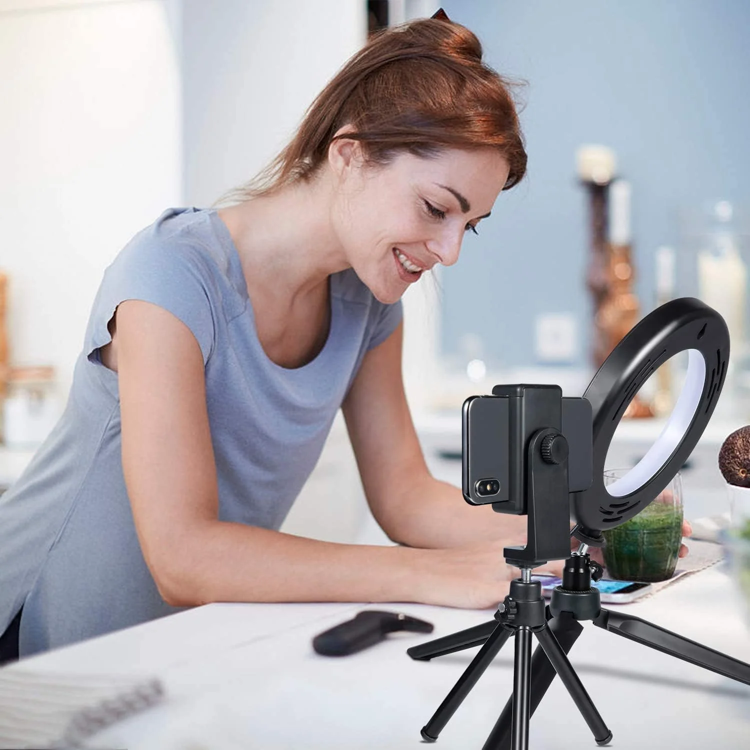 2 in 1 LED 6" Ring Light with Tripod Stand & Clamp for YouTube Video and Makeup, Mini LED Camera Light with Cell Phone Holder Desktop LED Lamp with 3 Light Modes & 11 Brightness Level 6‘’ with Tripod & Clamp - Image 5