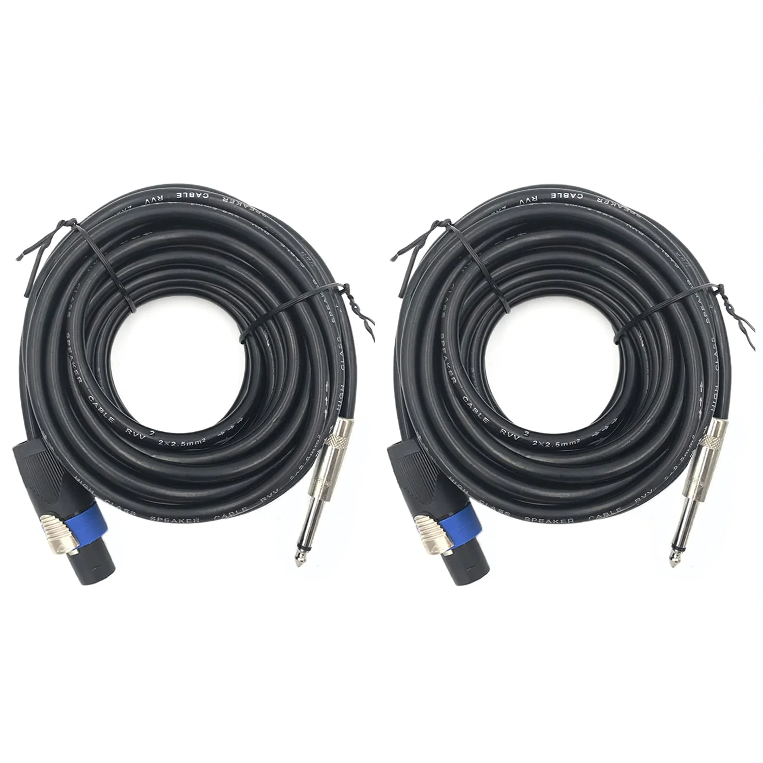 2 Pack 15ft Speakon to 1/4 Inch Male Speaker Cable, 15 feet 6.35mm Stereo Audio Connection Cord, 12 Gauge AWG Wires 15FT/2PACK