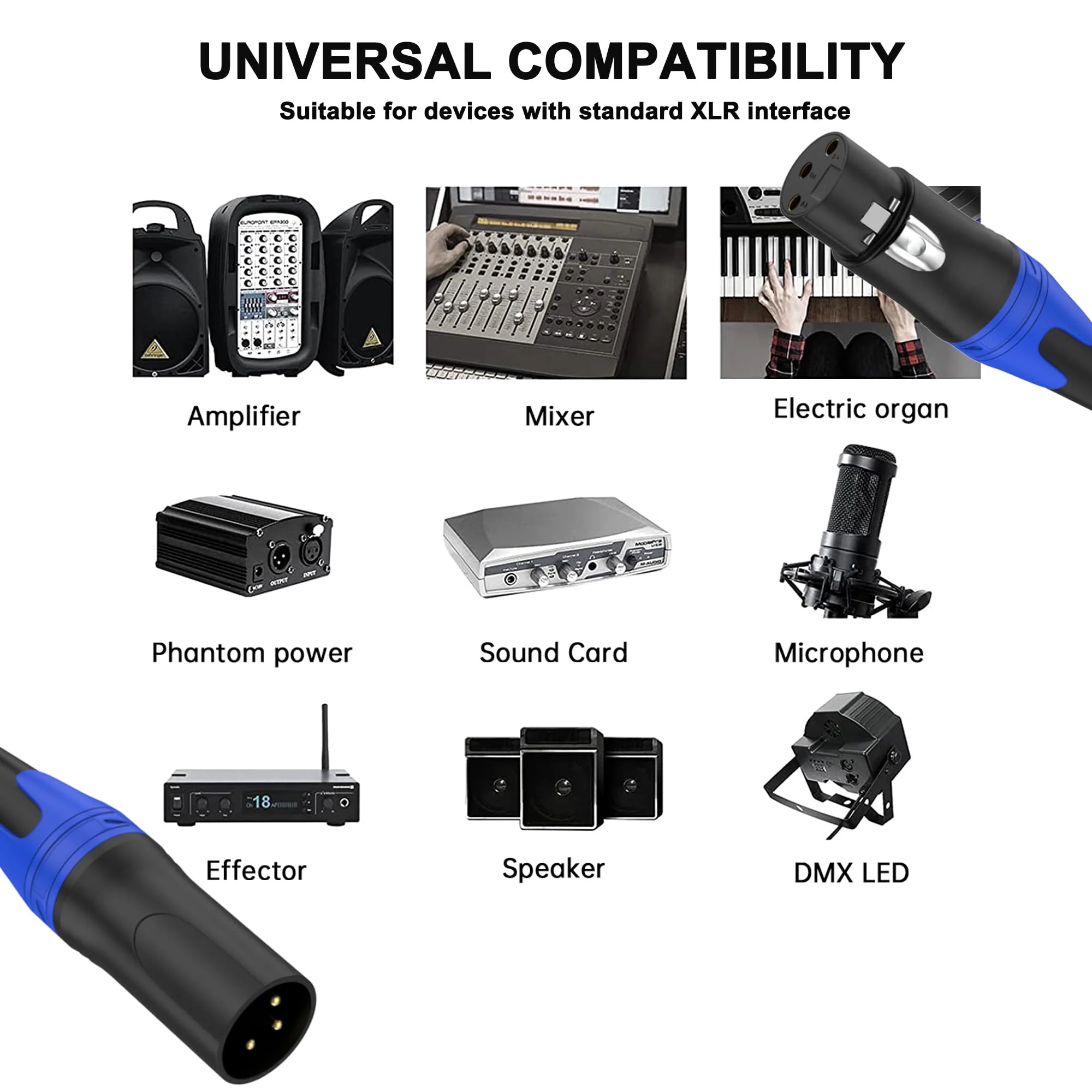 2 Pack, 25 FT XLR Male to Female Cable Professional Balanced Microphone Lead XLR Male to Female Cables, Extension Mic Cable Cord Black 2 Pack - Image 4