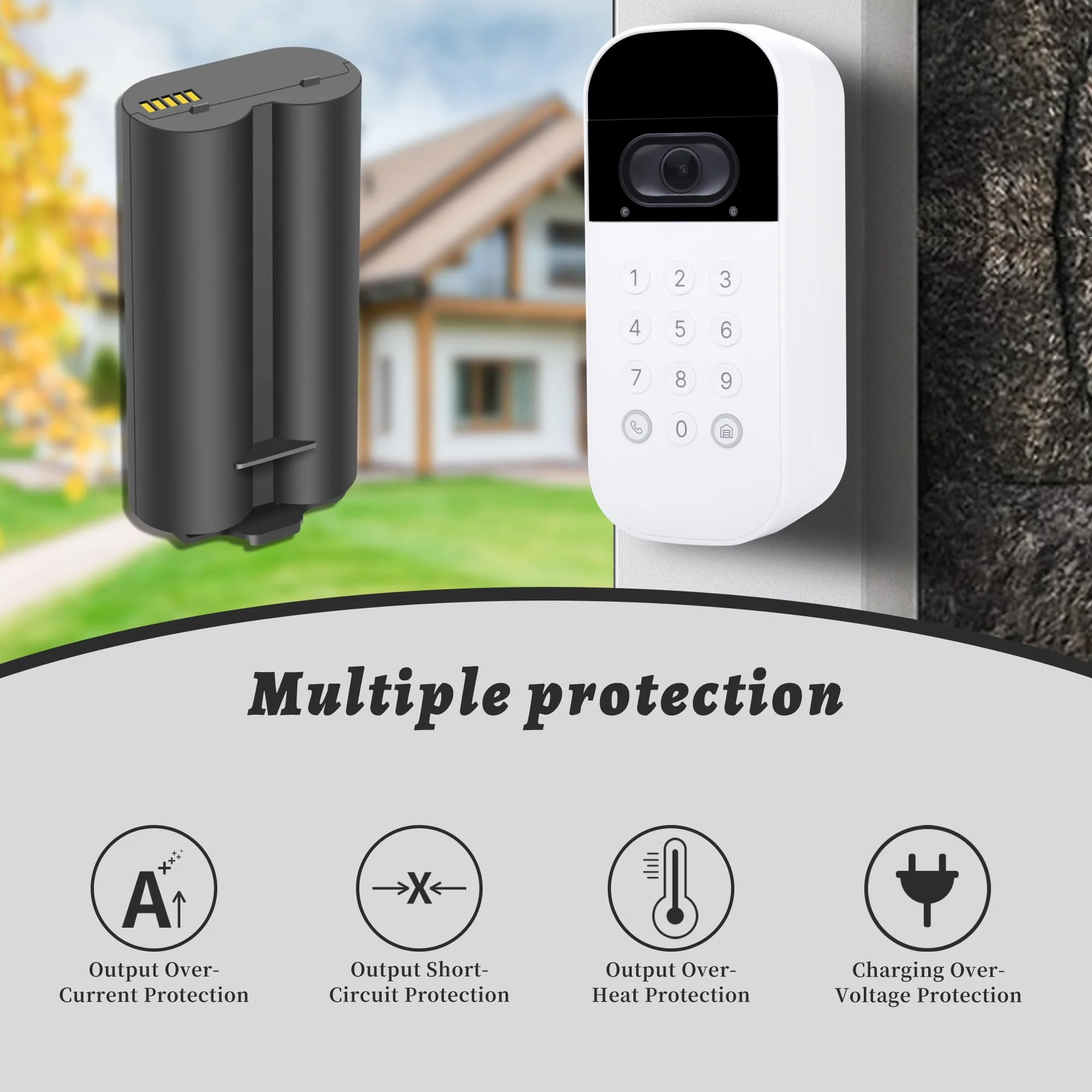 2-Pack 7000mah Battery Replacement for myQ Smart Garage Video Keypad Alarm System, Rechargeable Battery Compatible with MYQ 18650MH1-1S2P with USB-C Charging Cable, Li-ion 3.7V 25.9Wh - Image 8