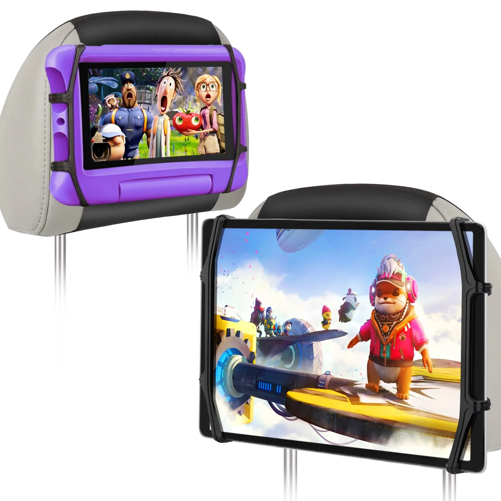2 Pack Car Headrest Tablet Holder Back Seat Tablet Holder for Car Headrest Mount for Kids Fits All 7-12.9'' Tablets 2 Pack