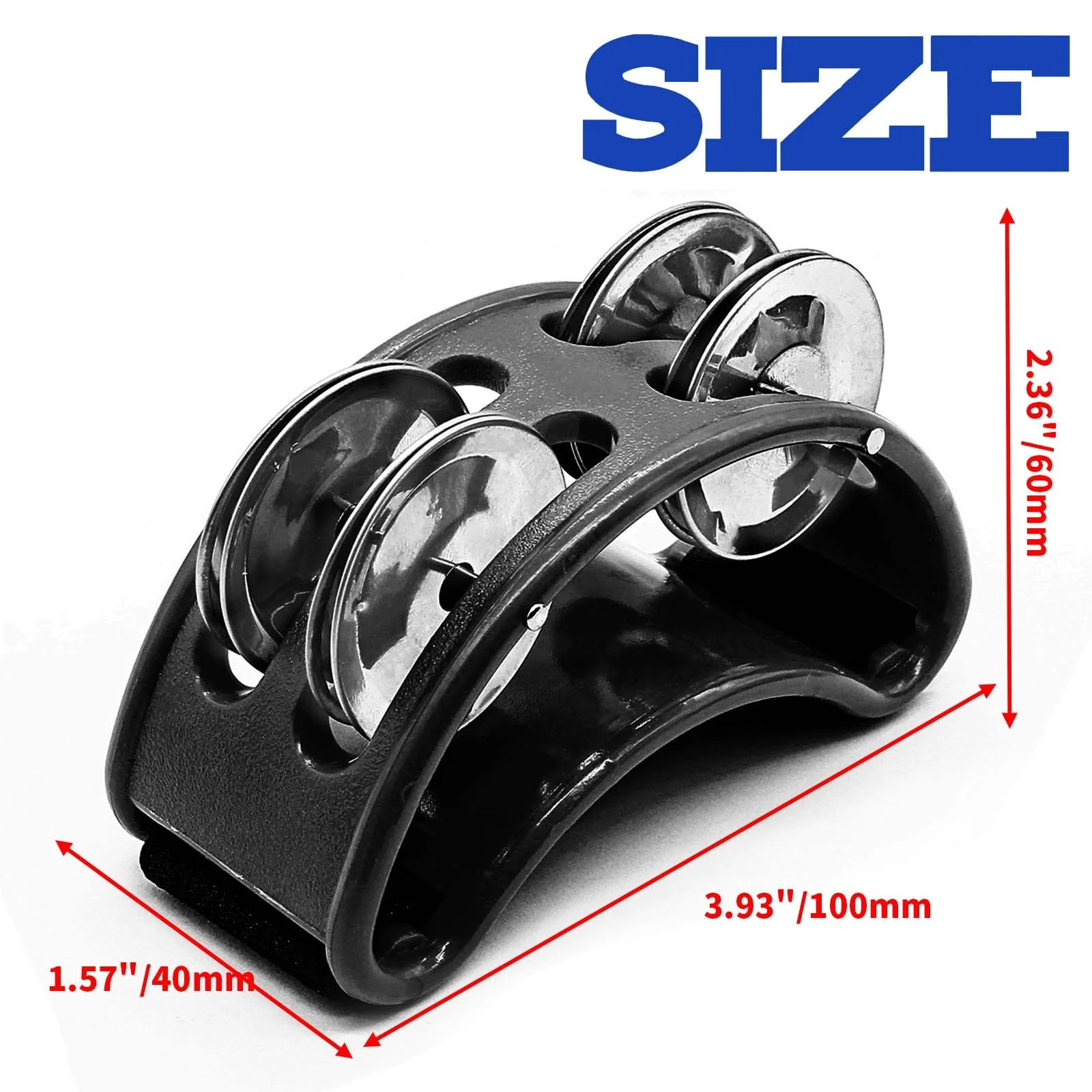 2 Pack Foot Tambourine Percussion, Black Foot Shaker Instrument with Metal Jingle Bell, Rhythm Instrument for Adults 2 Pack - Image 5