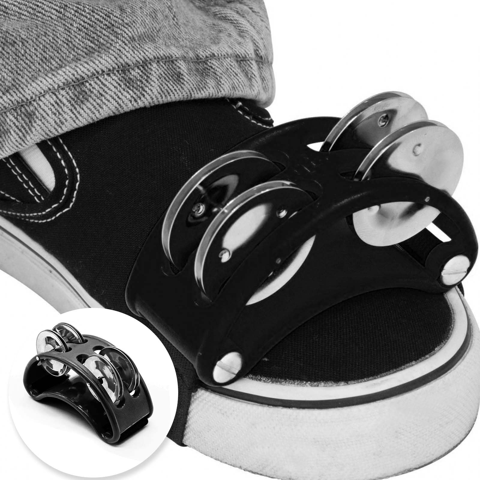 2 Pack Foot Tambourine Percussion, Black Foot Shaker Instrument with Metal Jingle Bell, Rhythm Instrument for Adults 2 Pack - Image 6