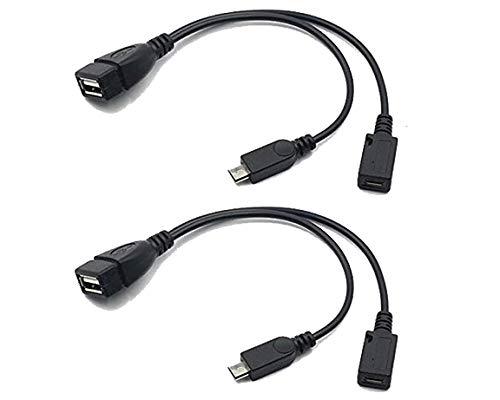 2 Pack OTG Cable Replacement for Fire Stick 4K, Compatible Samsung Galaxy, Amazon Fire TV, Compatible with LG HTC Android Phone Tablet Micro USB Host with Micro USB Power