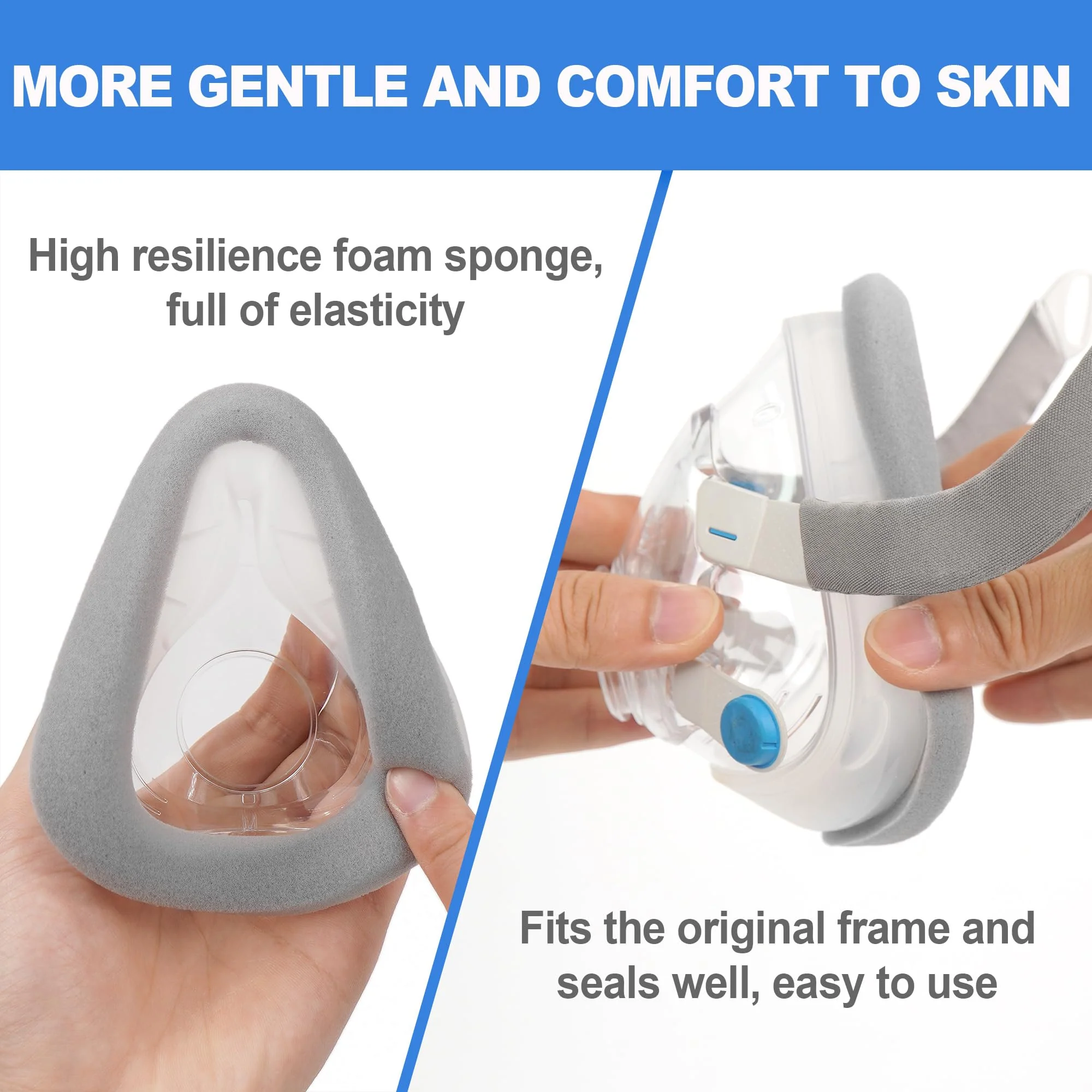 2 Pack Replacement Cushion (M) for AirTouch F20, Comfort & Seal with Memory Foam (New Version), Exceptional Value & Durable Replacement, CPAP Accessories by BlessEase (M) M - Image 3