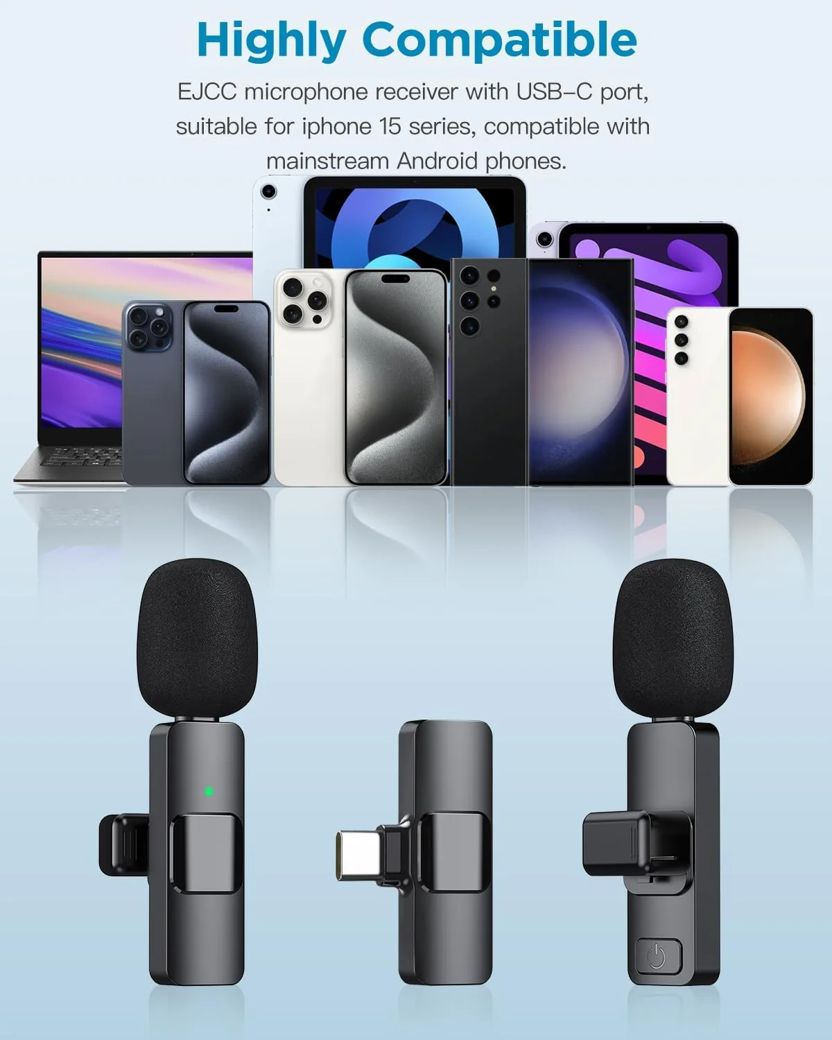 2 Pack Wireless Microphone for iPhone 15 Series,iPad,Android, USB-C Wireless Clip-on Microphones for iPhone Video Recording, YouTube, Interview, TikTok, Vlog, MC-1 - Image 7