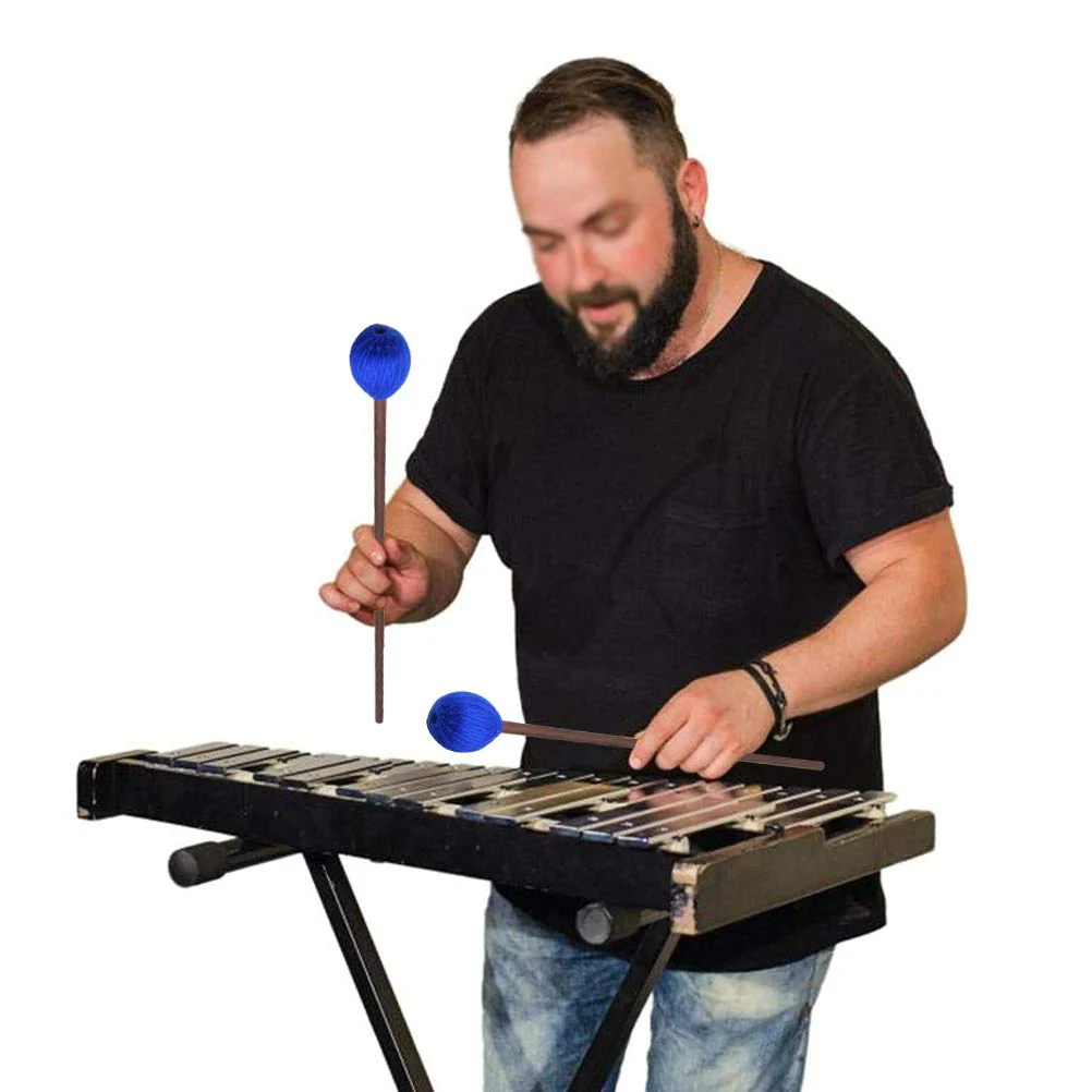 2 Pair Marimba Mallets Medium Blue Hard Yarn Head Keyboard Marimba Mallets for Percussion Marimba Playing Glockenspiel Marimba (Style 2) Style 2 - Image 2