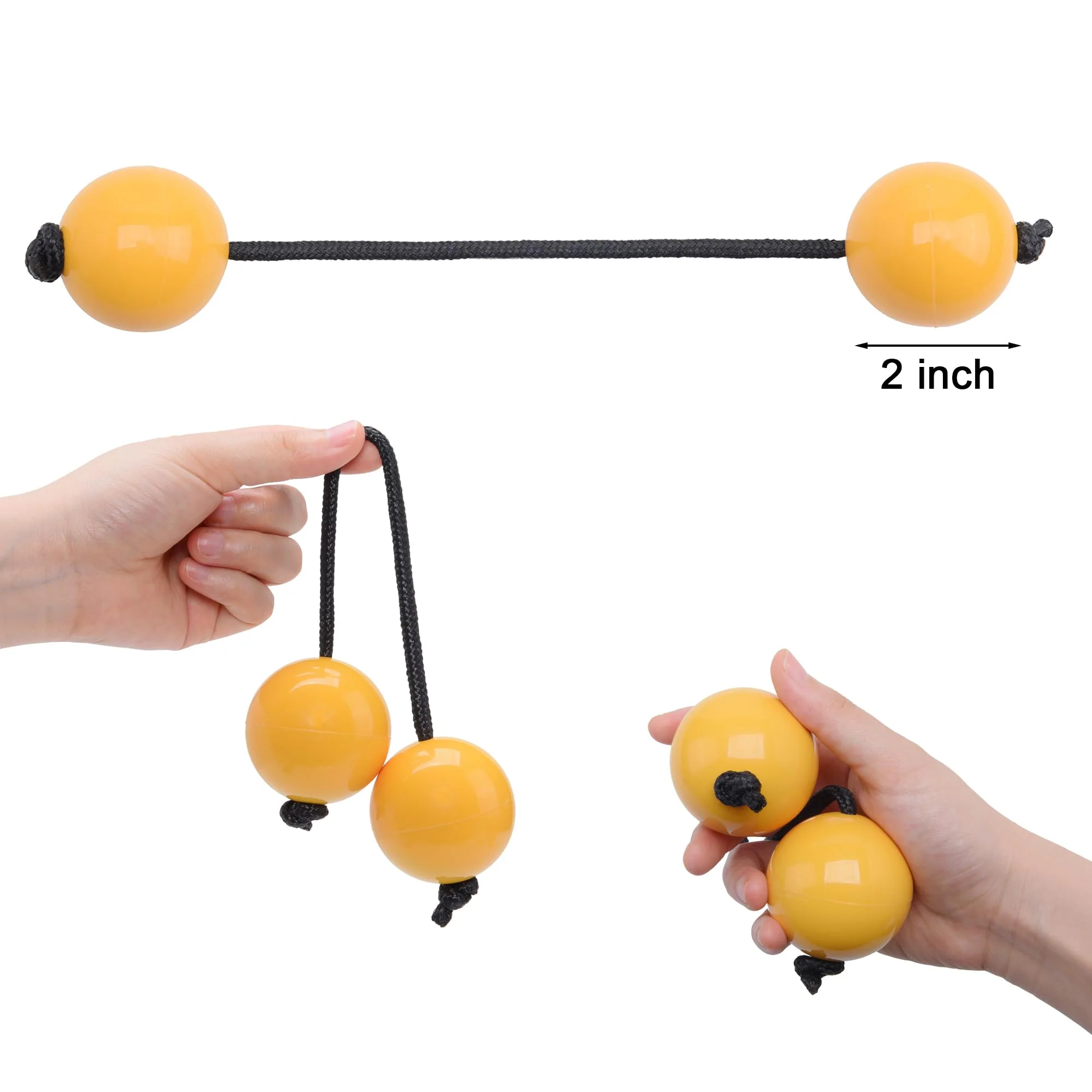 2 Pairs Aslatua Shakers, Kashaka Musical Percussion Instrument African Asalato Shaker Rhythmic Balls, Yellow - Image 2