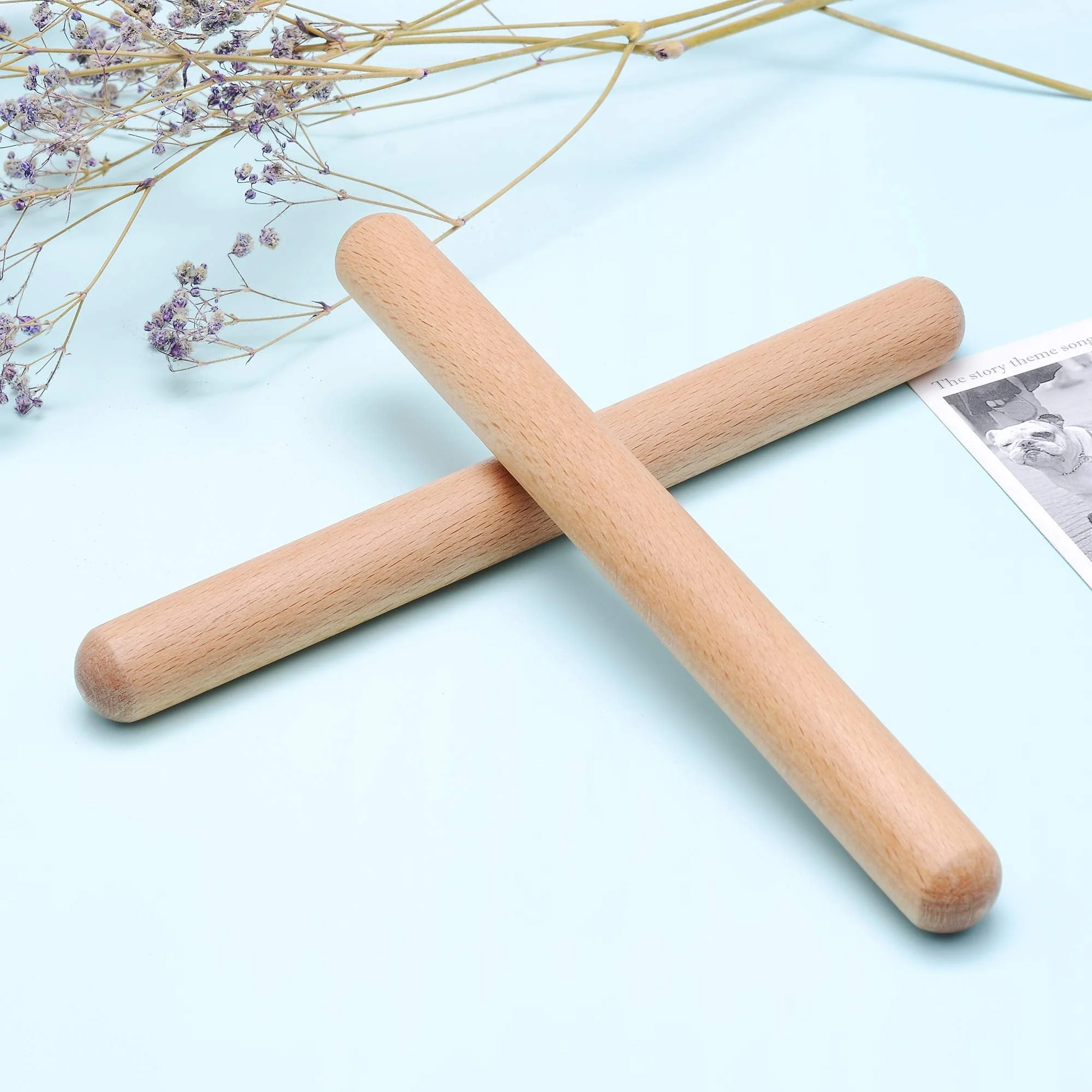 2 Pairs Classical Wood Claves Musical Percussion Instrument, 8 Inch Rhythm Natural Hardwood Sticks with a Carry Bag - Image 6