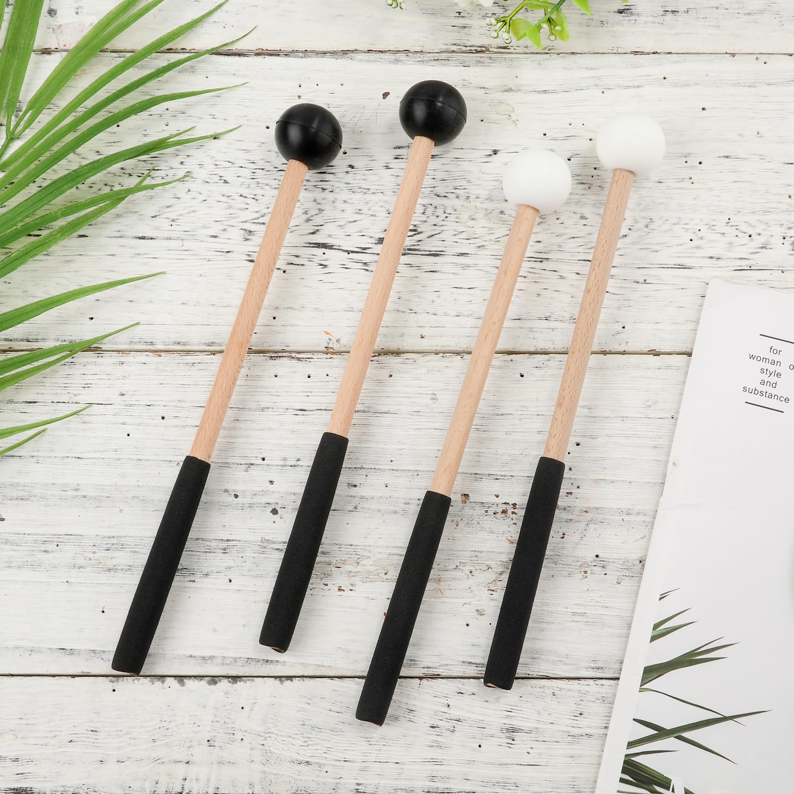 2 Pairs Xylophone Mallets, 8.6 Inch Rubber Percussion Sticks with Soft Rubber Handle, for Glockenspiel Marimba Timpani Tongue Drum Bell - Image 3