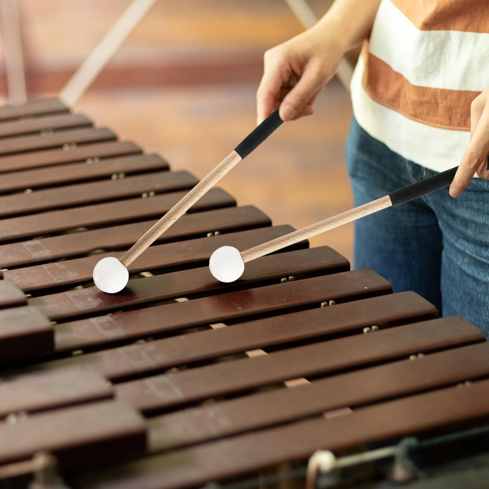 2 Pairs Xylophone Mallets, 8.6 Inch Rubber Percussion Sticks with Soft Rubber Handle, for Glockenspiel Marimba Timpani Tongue Drum Bell - Image 7
