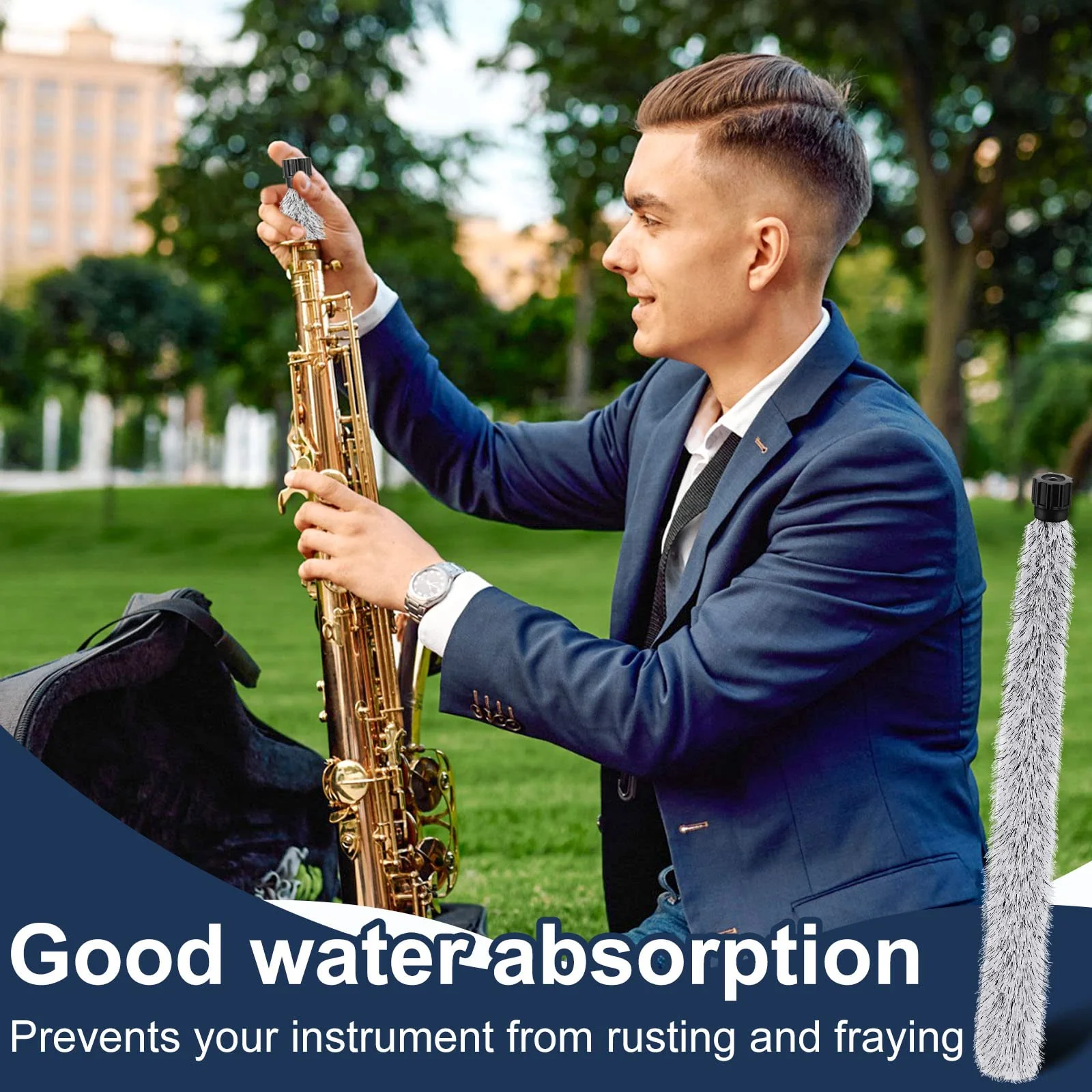 2 Pcs Alto Sax Pad Saver Brush Cleaner Saxophone Cleaning Brush Flute Maintain Care Tool Saxophone Accessories Instrument Gifts, 20.3 Inches Long - Image 7