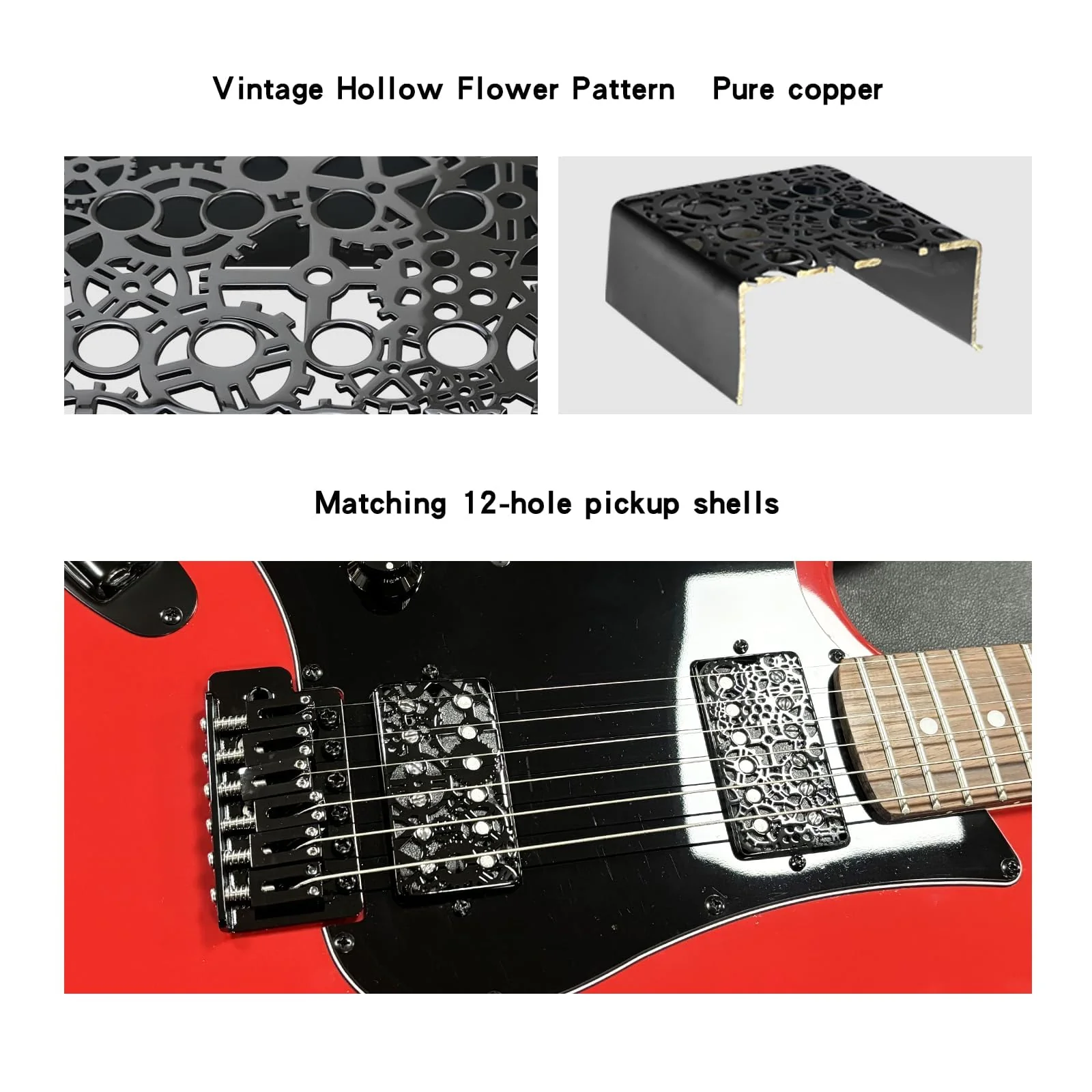 2 PCS Brass Humbucker Guitar Pickup Covers 50mm/52mm Pole Spacing engraved Guitar Pickup Covers Pickup Covers electric guitar pickup covers for Les Paul Electric Guitar (Black) Style A Black - Image 2