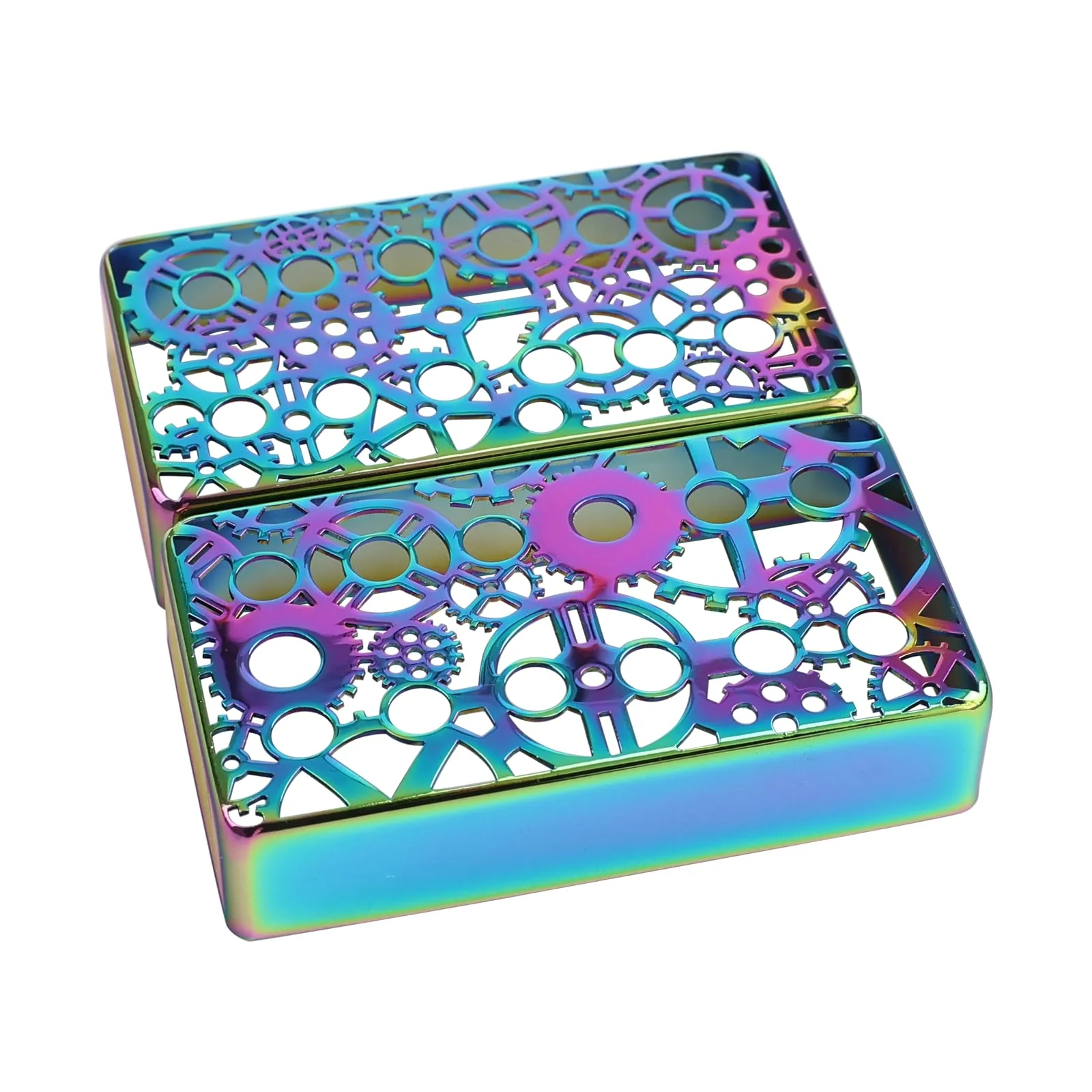 2 PCS Brass Humbucker Guitar Pickup Covers 50mm/52mm Pole Spacing engraved Guitar Pickup Covers Pickup Covers electric guitar pickup covers for Les Paul Electric Guitar (Colorful) Style A heptachrome