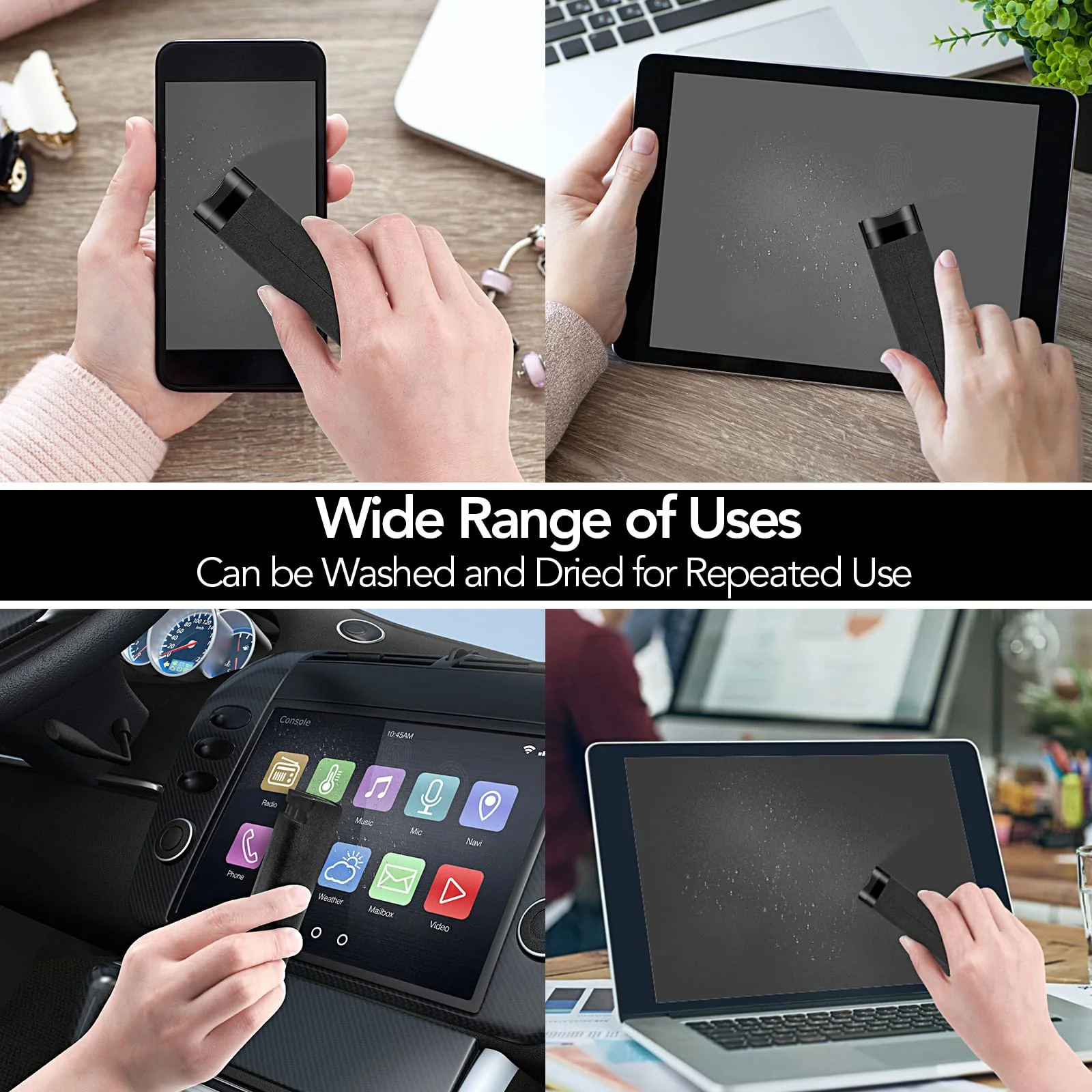 2 Pcs Fingerprint Proof Screen Cleaner, 3 in 1Touchscreen Mist Cleaner Spray Wipe Cleaner Screen Cleaner Soft Fiber Flannel,Safe for All Phones Glasses Tablet Laptop TV Watch Screens (Black) black - Image 5