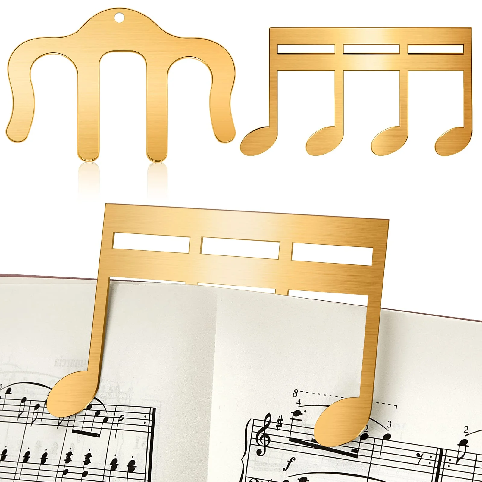 2 Pcs Metal Music Book Clip and Page Holder, Book Clip for Reading, Piano Sheet Music Holders Sheet Music Holders for Piano, Keyboard, Stands, and Books (Gold) Gold