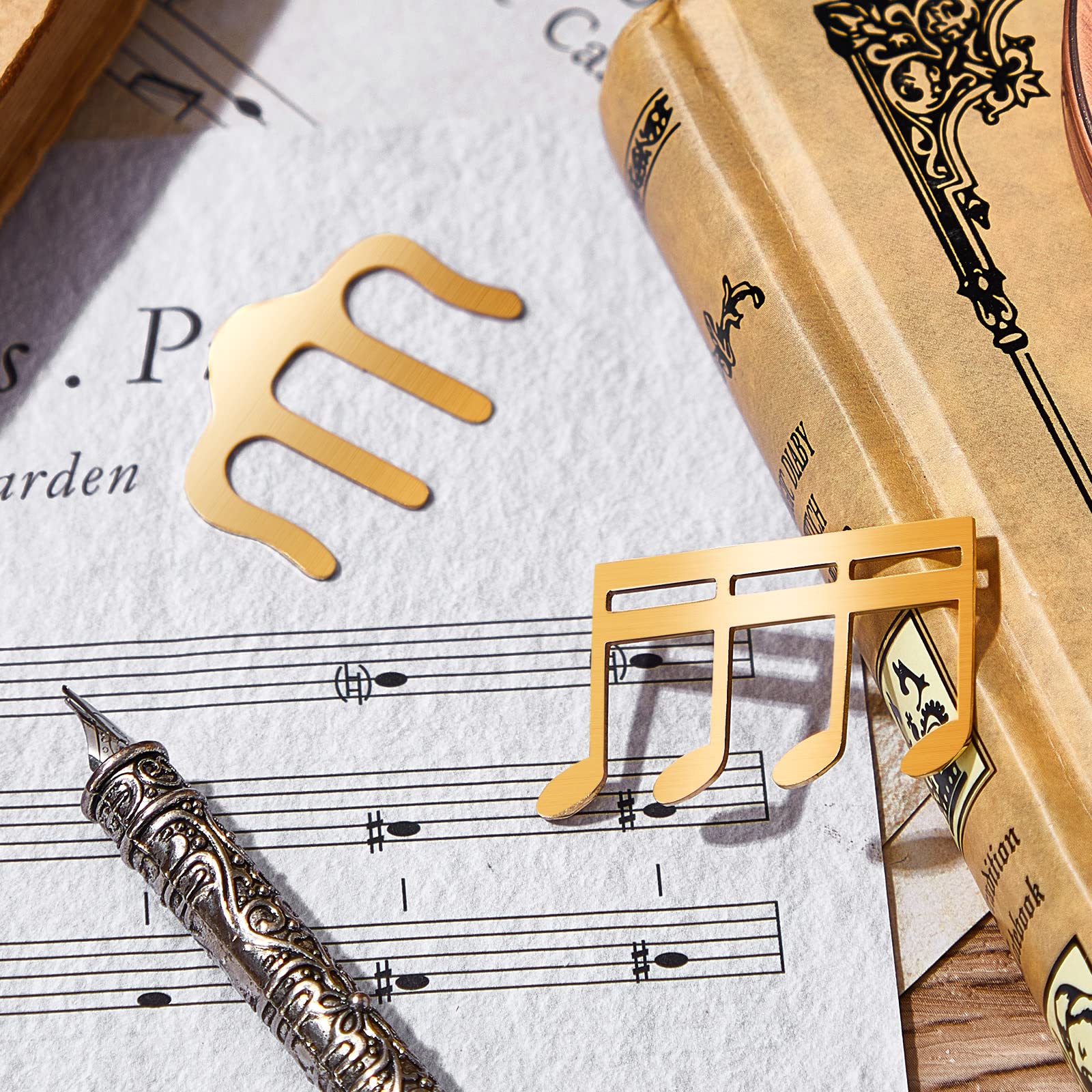 2 Pcs Metal Music Book Clip and Page Holder, Book Clip for Reading, Piano Sheet Music Holders Sheet Music Holders for Piano, Keyboard, Stands, and Books (Gold) Gold - Image 5